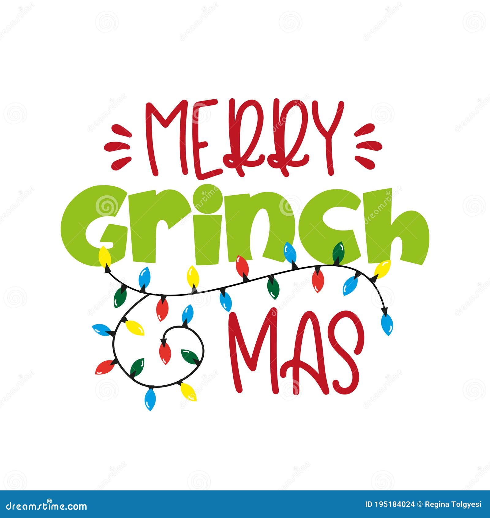 Merry Grinchmas Funny Christmas Greeting Vector