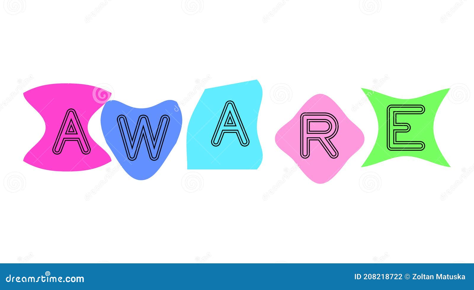 Aware Text On Blue Background. Letters On Sticks, Photobooth Props