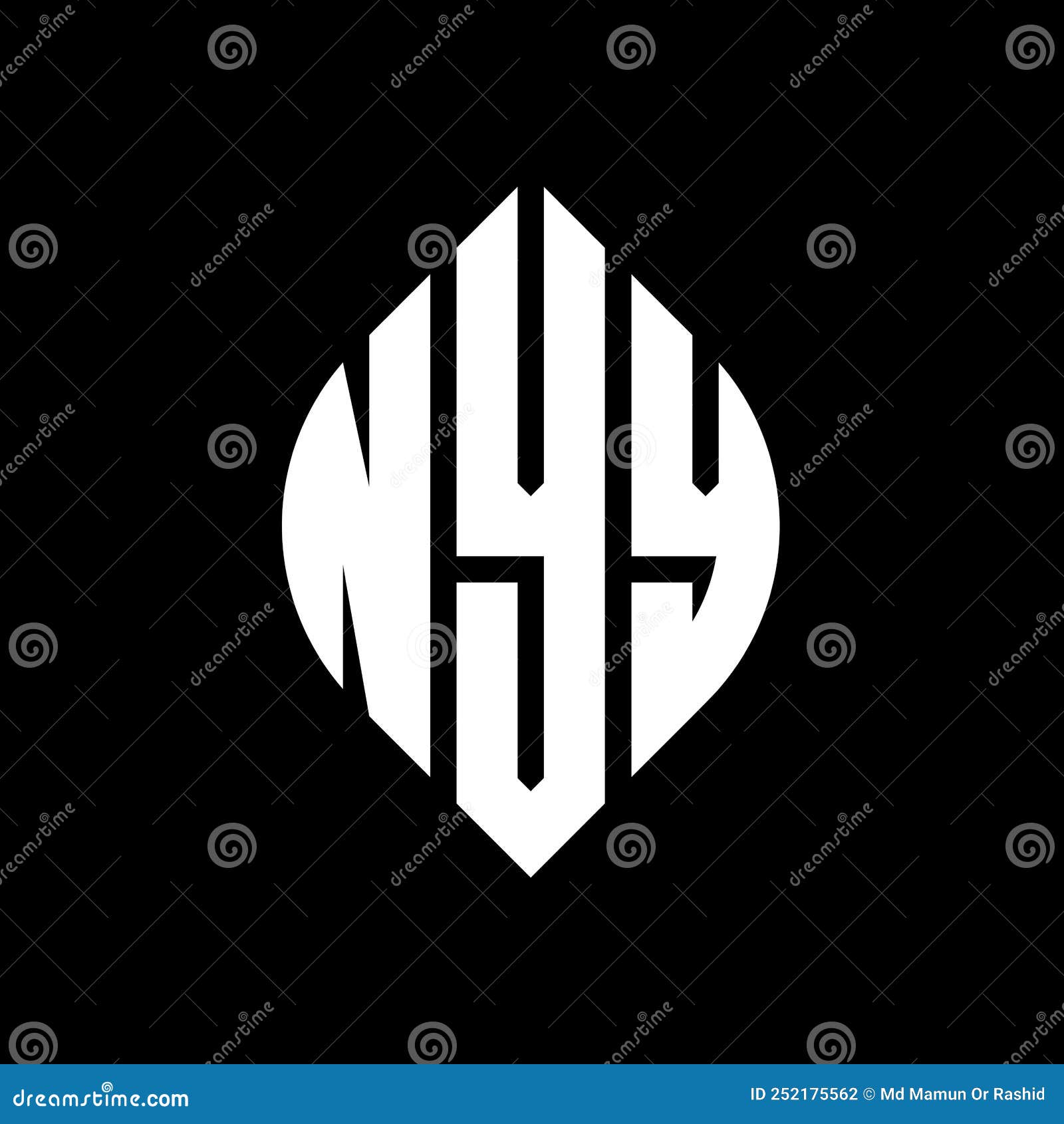 nyy circle letter logo  with circle and ellipse . nyy ellipse letters with typographic style. the three initials form a