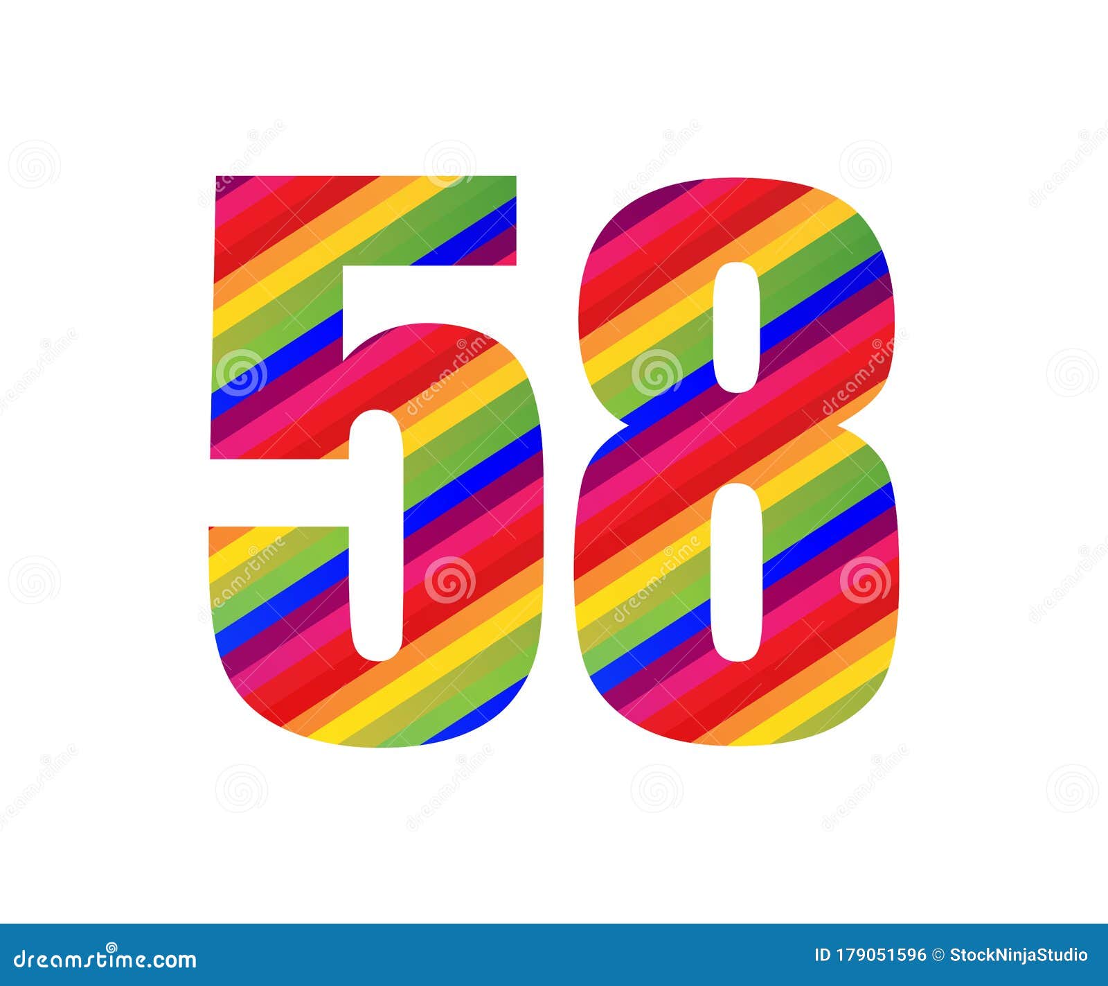 Número 58 Número De Dígito De Estilo Arcoiris. Ilustración Vectorial De