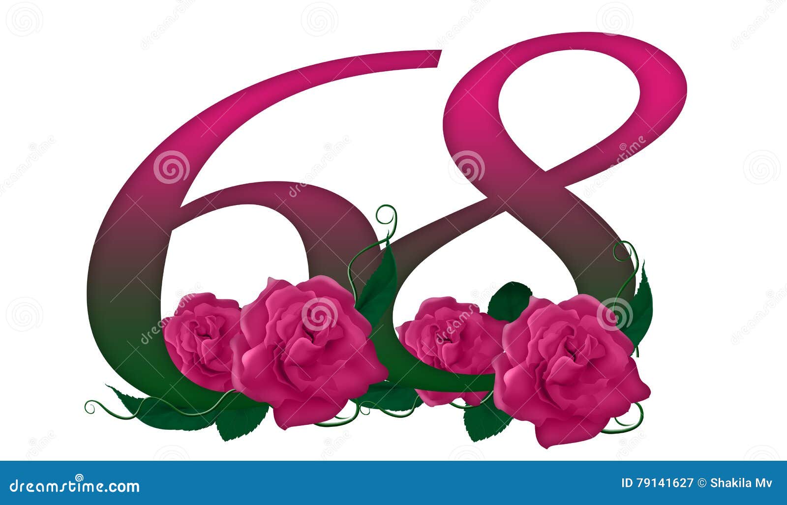 Número 68 floral stock de ilustración. Ilustración de colorido - 79141627