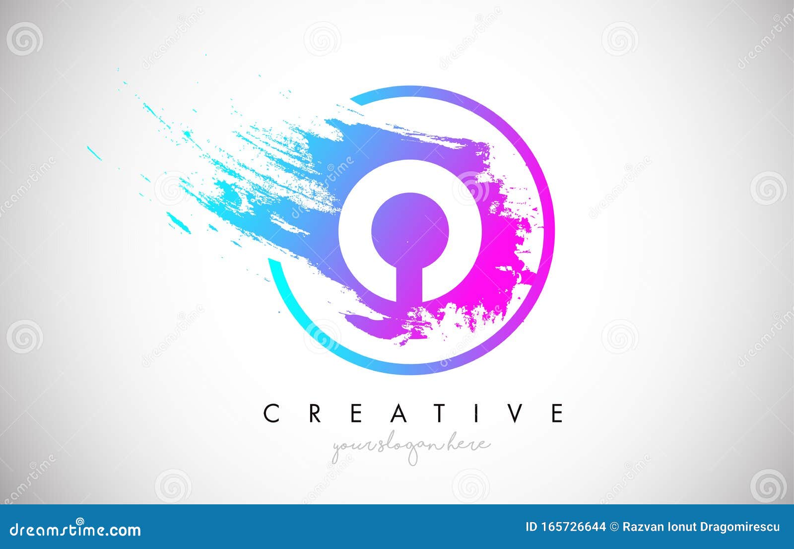 o artistic brush letter logo  in purple blue colors 