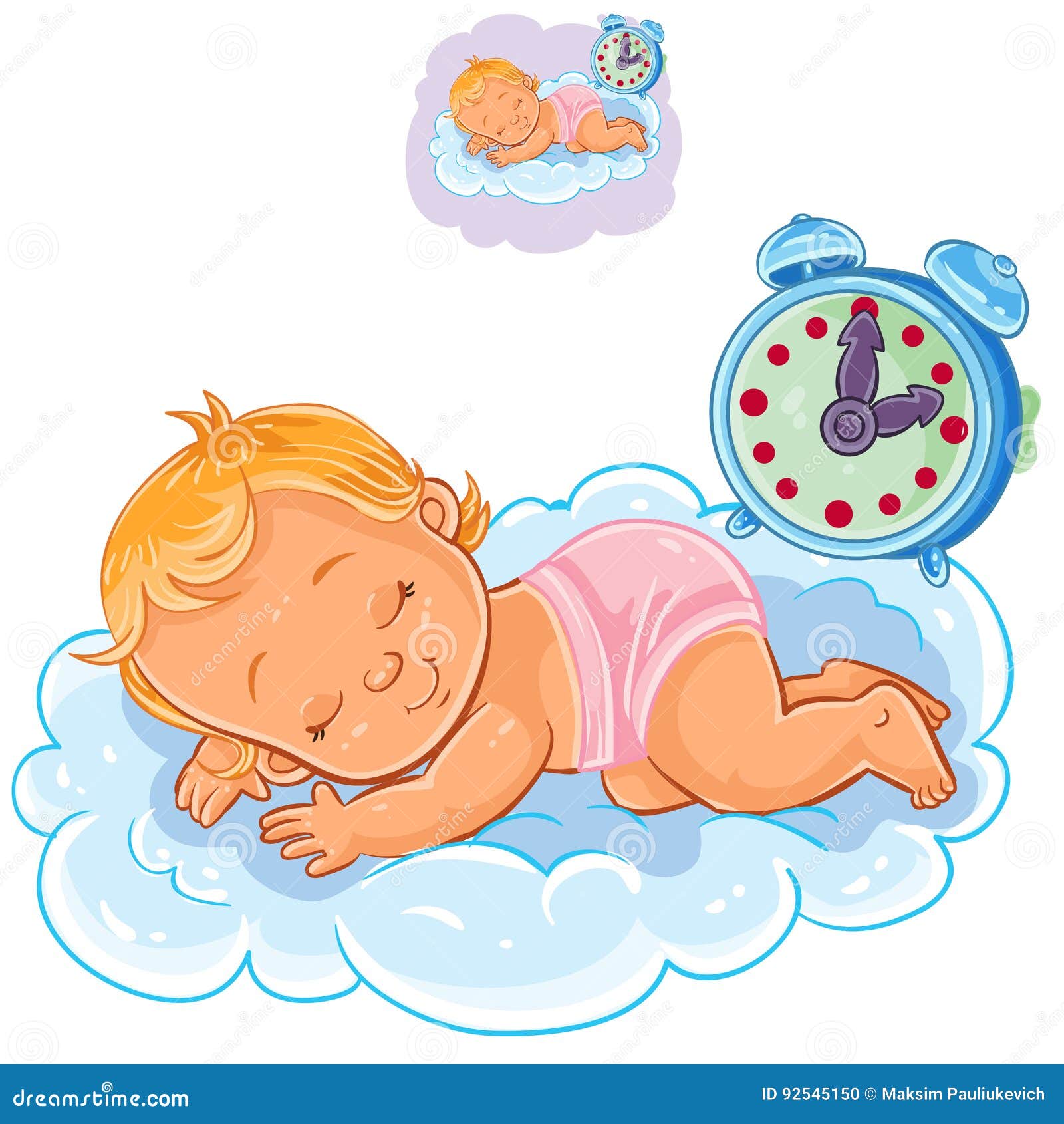 Dormir Bebê Menina Desenho - Arte vetorial de stock e mais imagens
