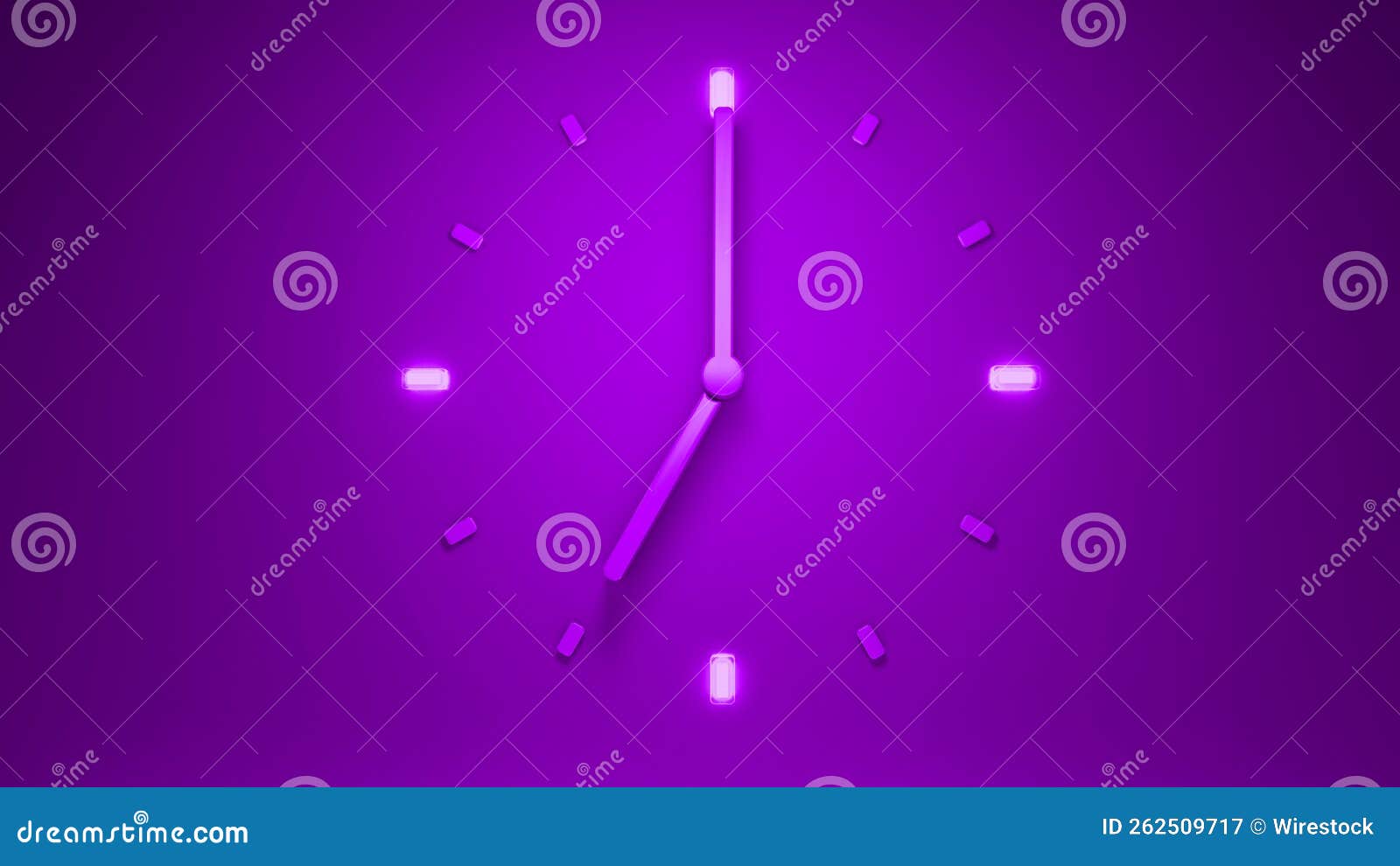 7 O Clock am Pm Backlit Purple Clock Time 3D Illustration 3D Rendering