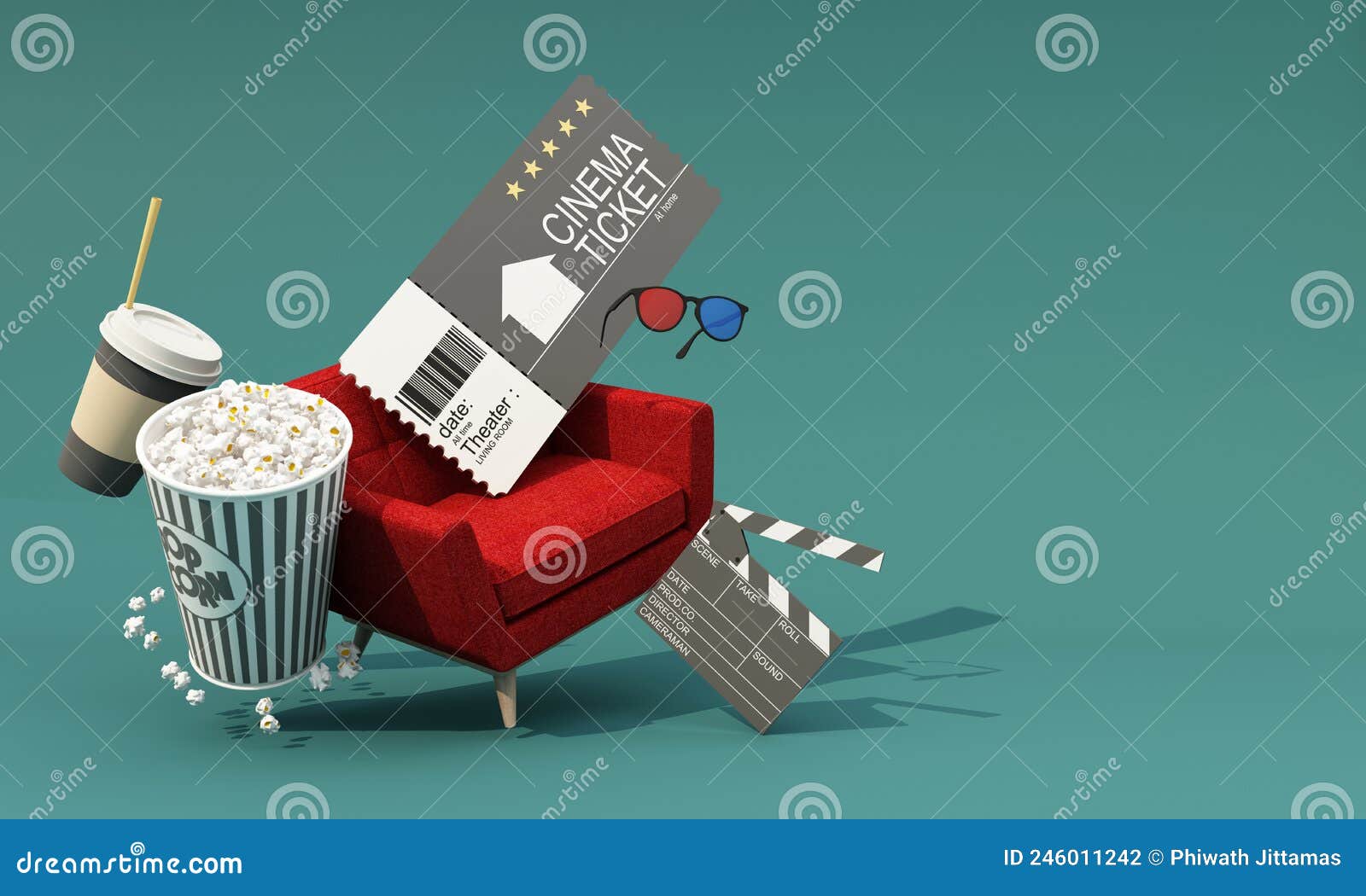O conceito de assistir filmes online em casa cercado por
