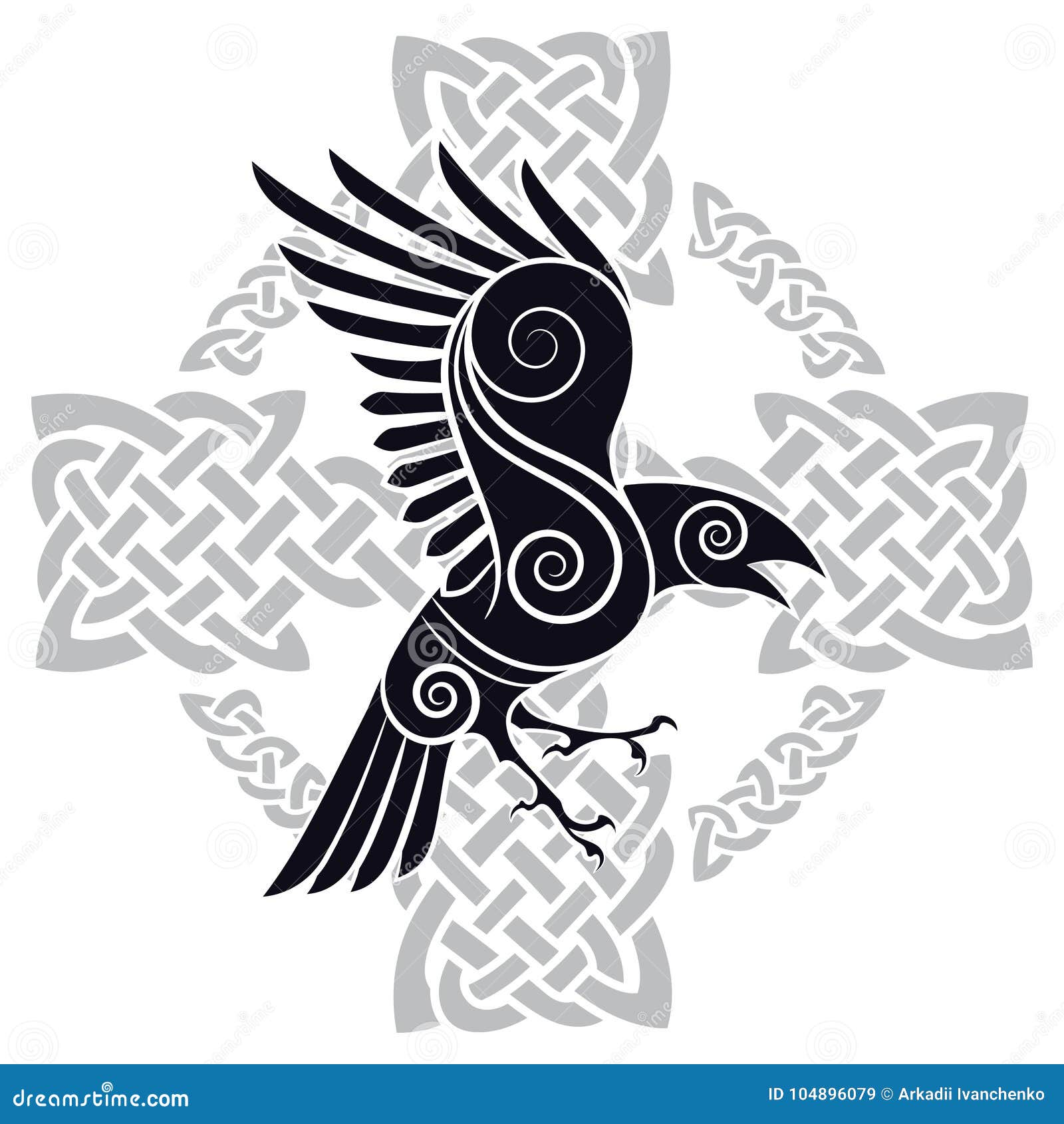 O Corvo De Odin Num Estilo Celta, Cruz Celta Padronizada Ilustração do  Vetor - Ilustração de odina, corvo: 104896079, image size:1600x1690