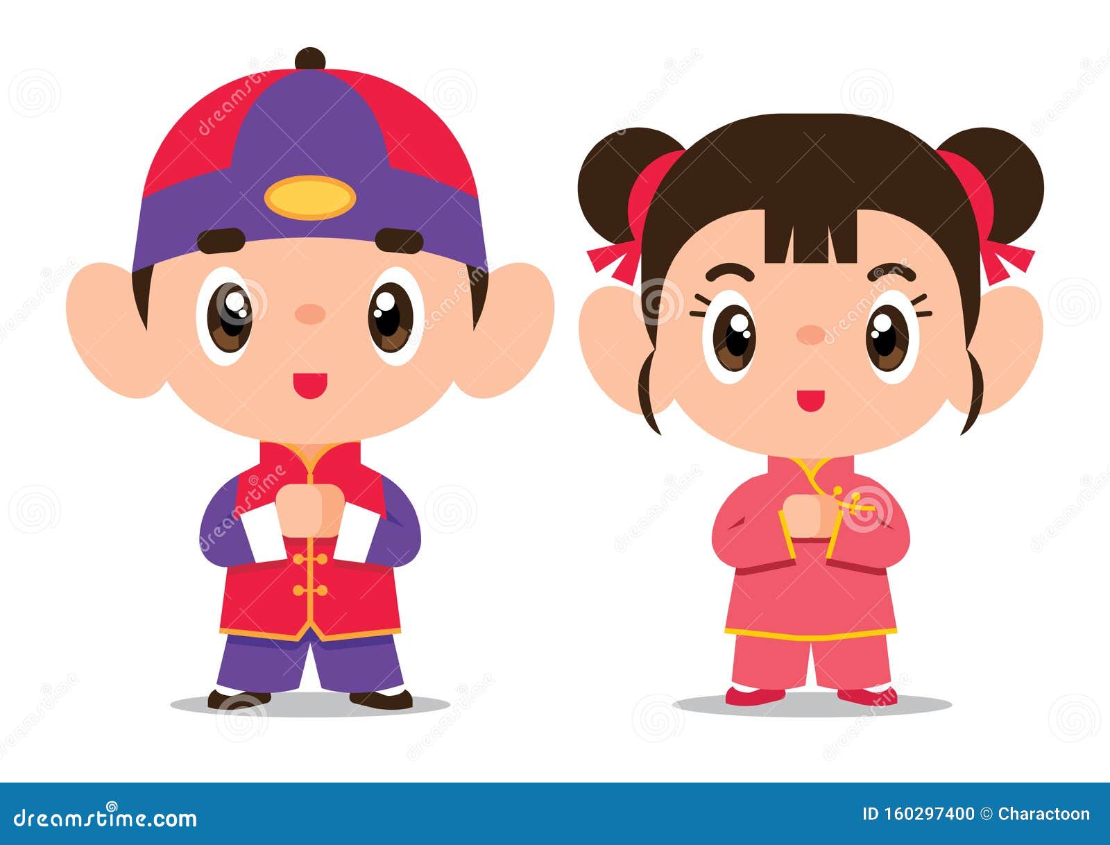 O Desenho Animado De Uma Garota Chinesa Bonitinha E O Personagem De Garoto  Marca Arte Crianças Chinesas Que Desejam O Feliz Ano N Ilustração do Vetor  - Ilustração de alegria, pacote: 160297400