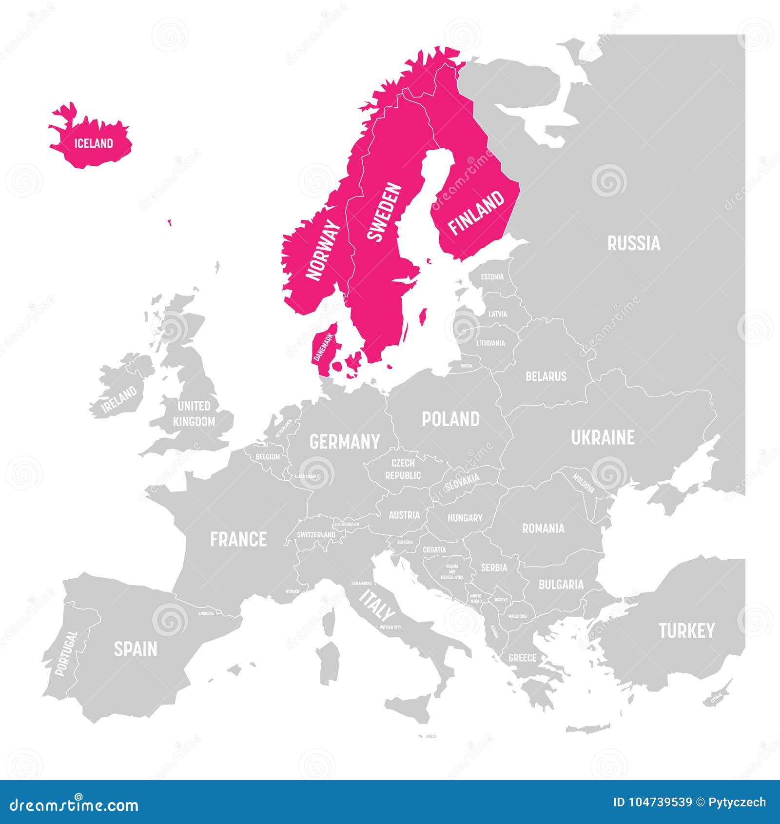O Escandinavo Indica O Rosa De Dinamarca De Noruega De Finlandia De Suecia E De Islandia Destacado No Mapa Politico De Europa Ilustracao Do Vetor Ilustracao De Vetor Beira 104739539