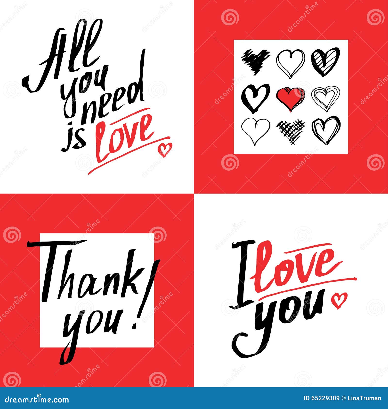 O grupo de rom¢ntico e de amor carda o molde Frases caligráficas Imagens de Stock Royalty