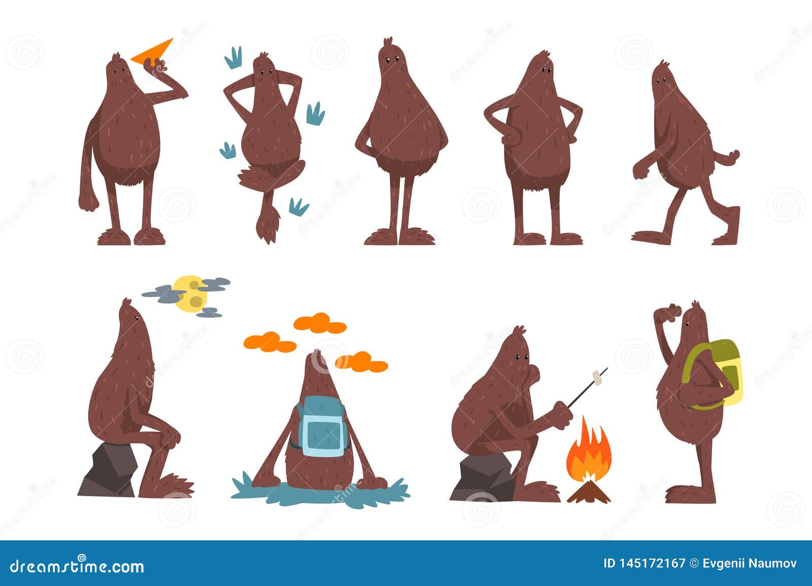 Bigfoot Cartoon Character Set, Funny Mythical Creature in Different  Situations Vector Illustrations on a White Ilustração do Vetor - Ilustração  de pelaria, snowman: 145172167