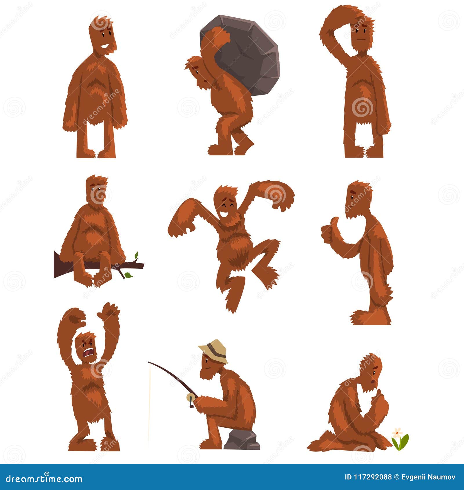 O Jogo De Caracteres Engraçado Dos Desenhos Animados De Bigfoot, Criatura  Mítico Em Situações Diferentes Vector Ilustrações Em Um Ilustração do Vetor  - Ilustração de halloween, cara: 117292088