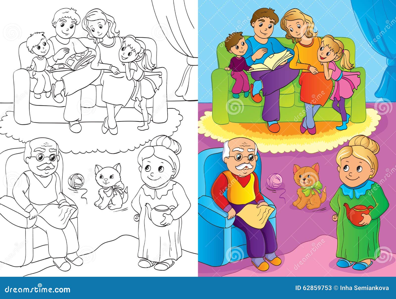 Livros para Colorir, Família em casa