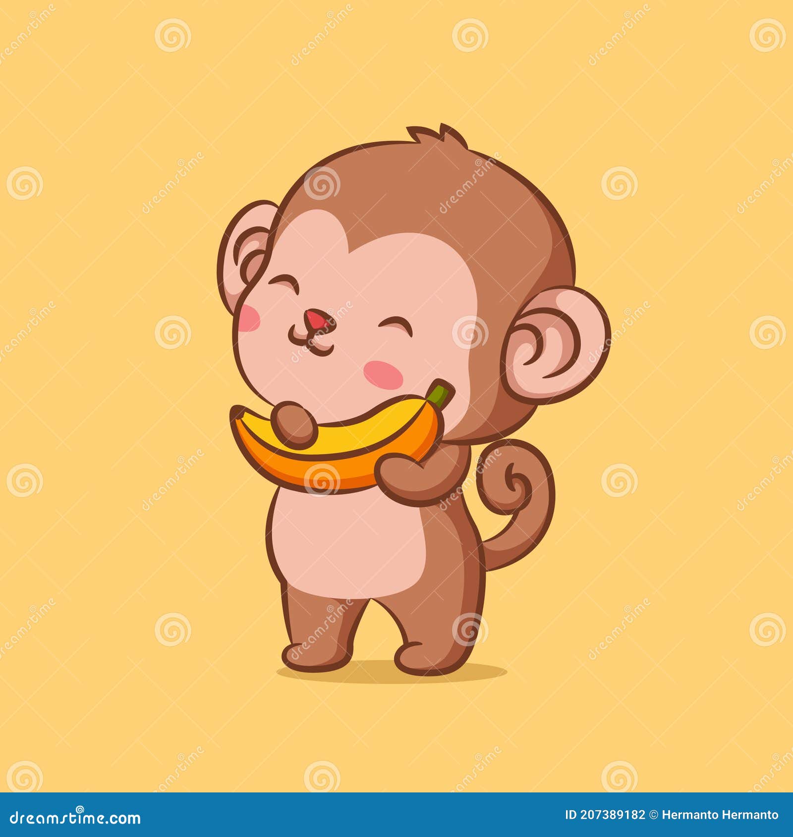 Bonito Bebê Macaco Desenho Animado Em Pé Royalty Free SVG