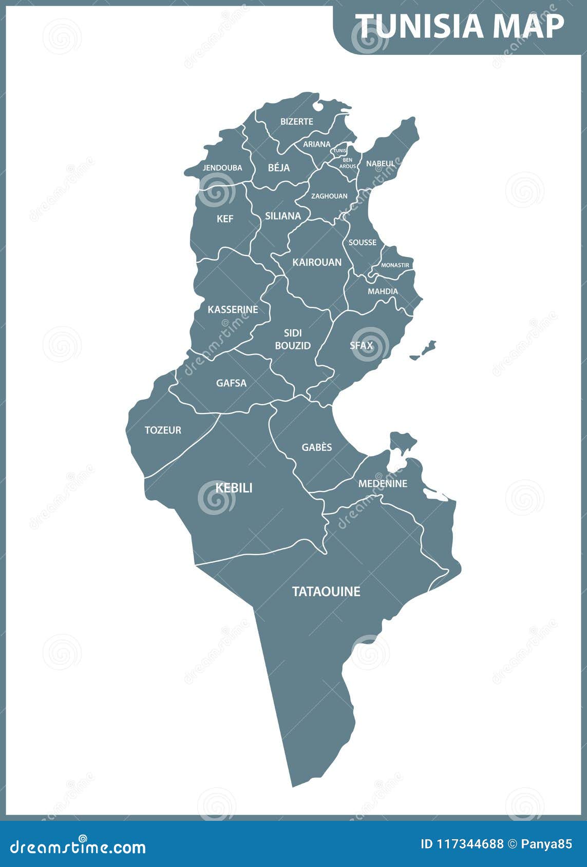 Vetores de O Mapa Detalhado De Portugal Com As Regiões Ou Estados