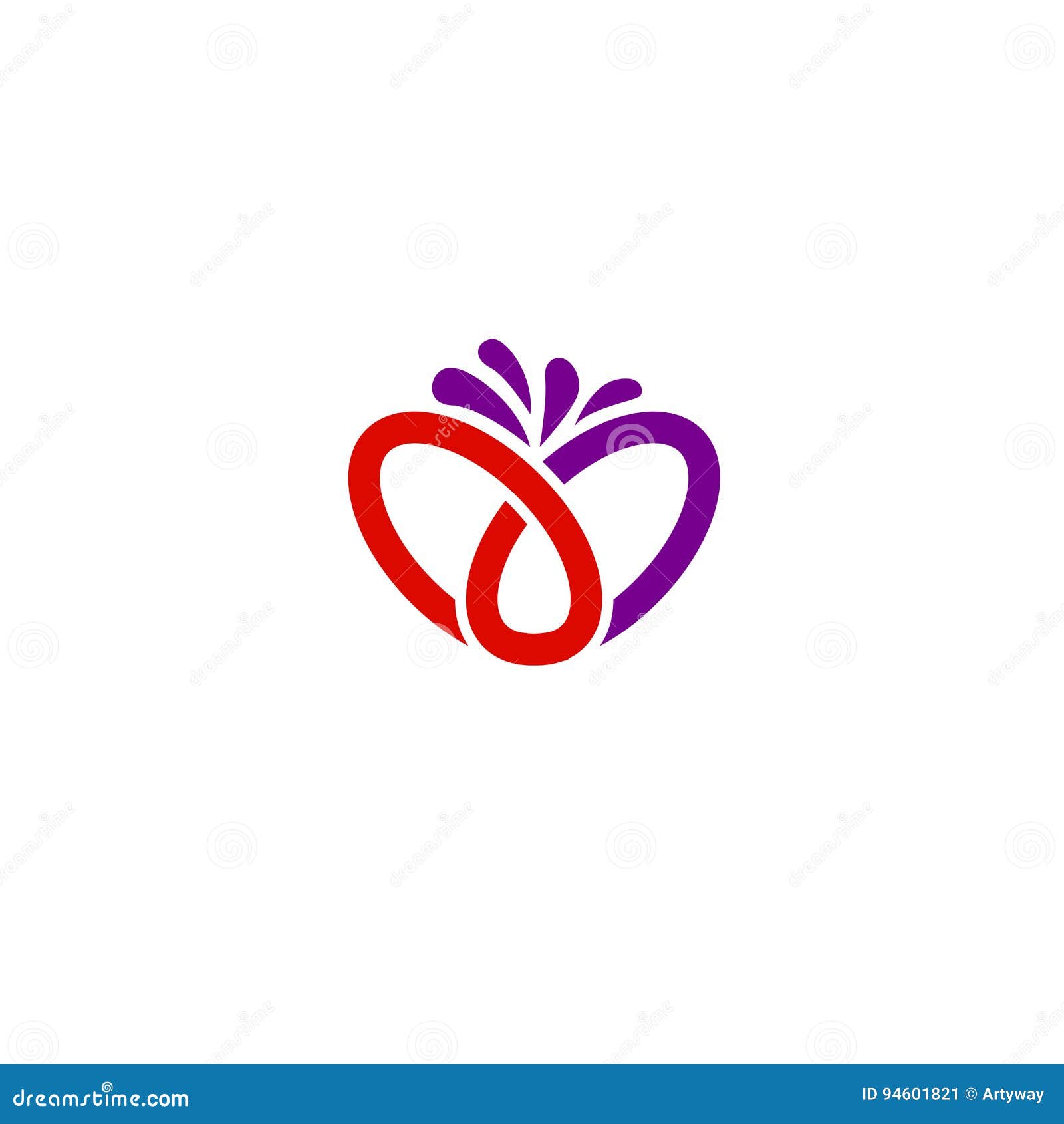 O No O Entrelacamento Dos Coracoes Com Uma Explosao Das Emocoes Sob A Forma Das Linhas Logotype Vermelho E Violeta Do Vetor Da C Ilustracao Do Vetor Ilustracao De Creativo Evento
