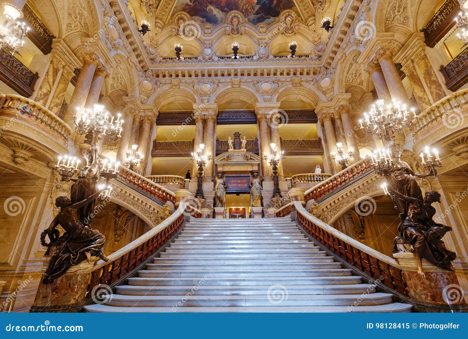 O Palais Garnier, Opera De Paris, Interiores E Detalhes Imagem