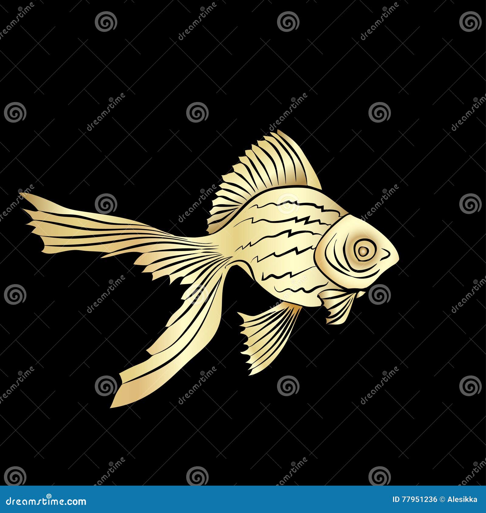 O Peixe Dourado Carda a Silhueta Ilustração do Vetor - Ilustração de  divertimento, dourado: 77951236, image size:1600x1690