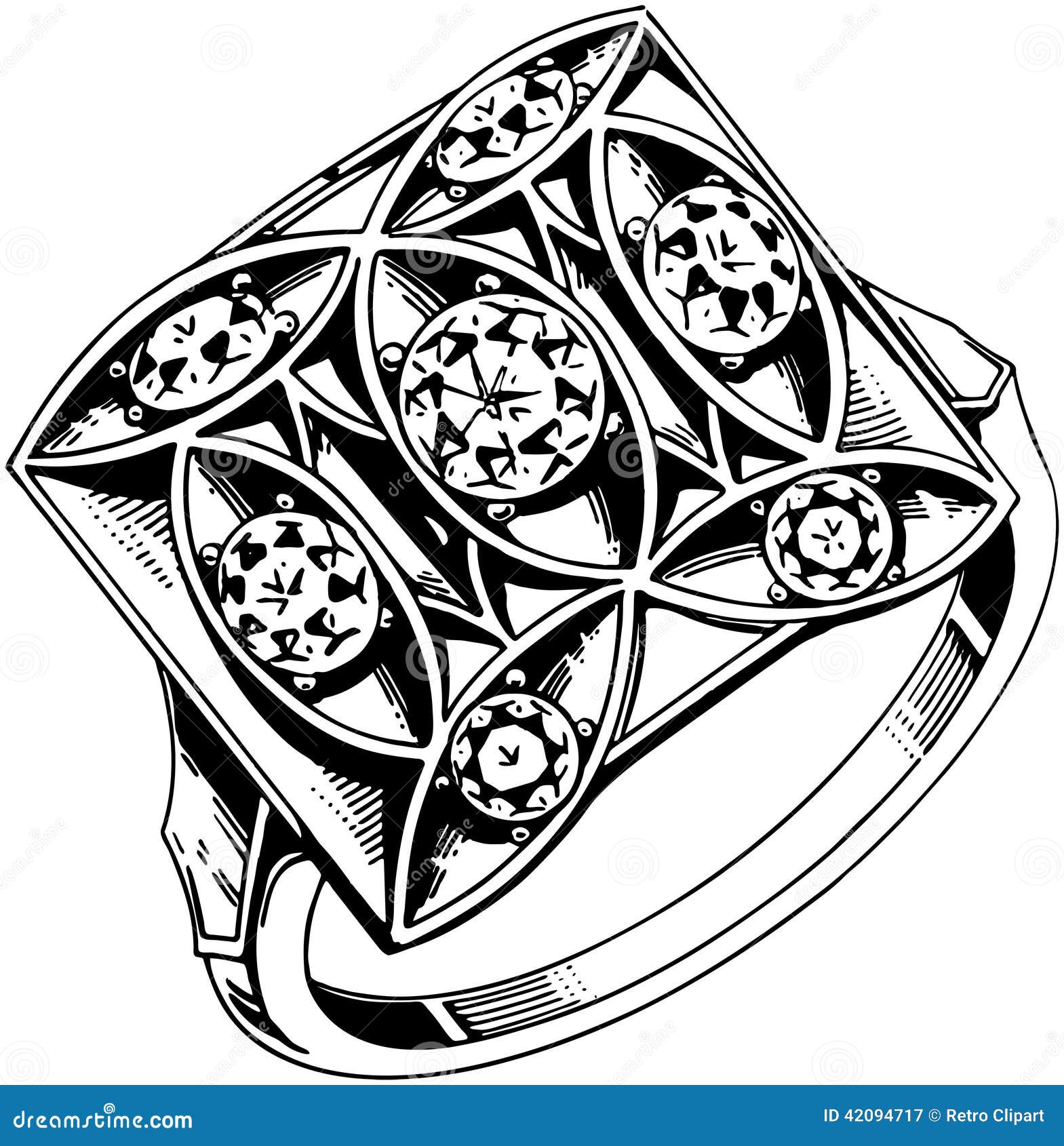 O Quadrado Ajustou 5 Diamond Ring Ilustração do Vetor Ilustração de