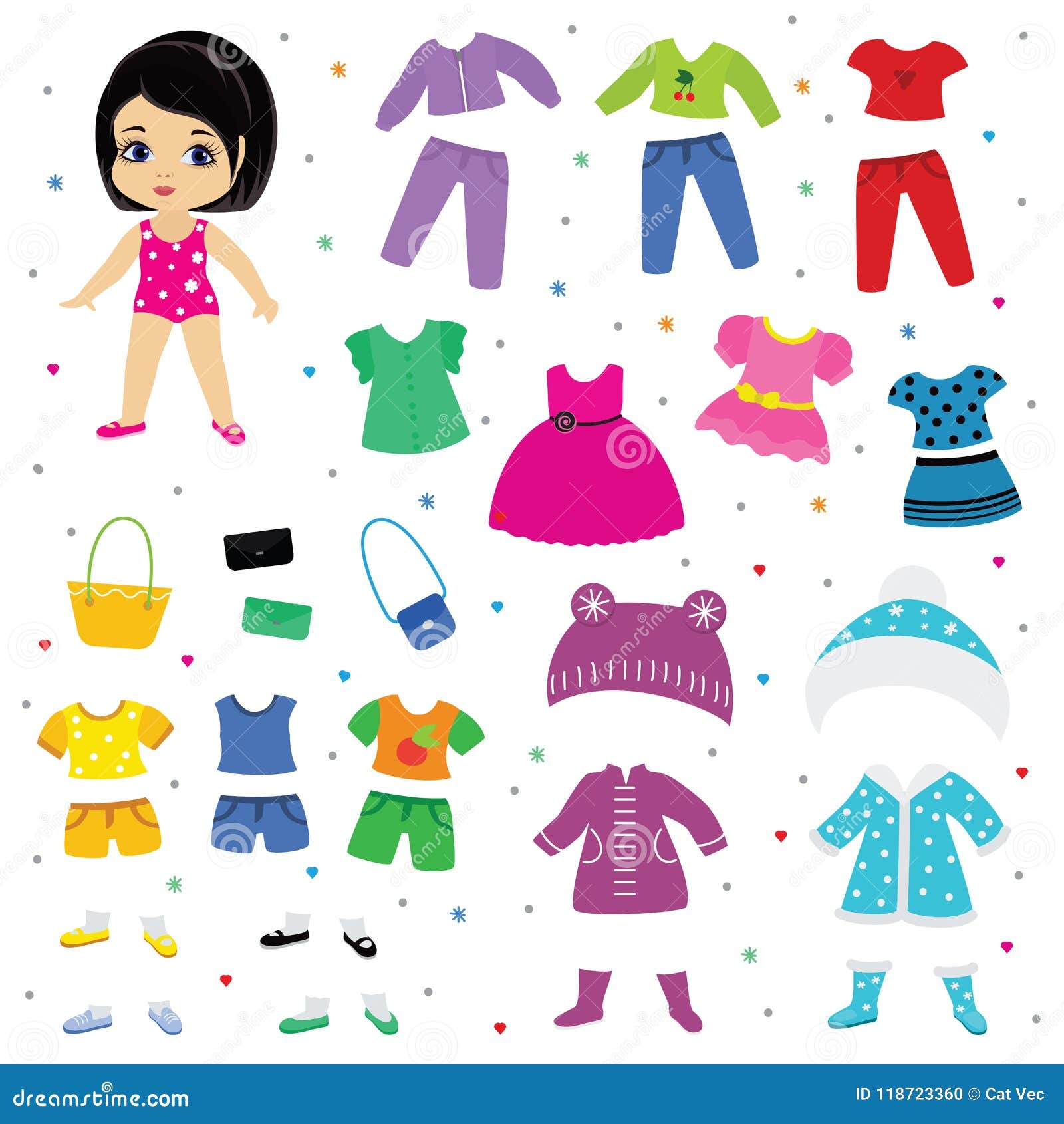 ilustração colorida de boneca de papel. jogo de vestir para crianças e  adultos. personagem feminina alegre. 8770150 Vetor no Vecteezy