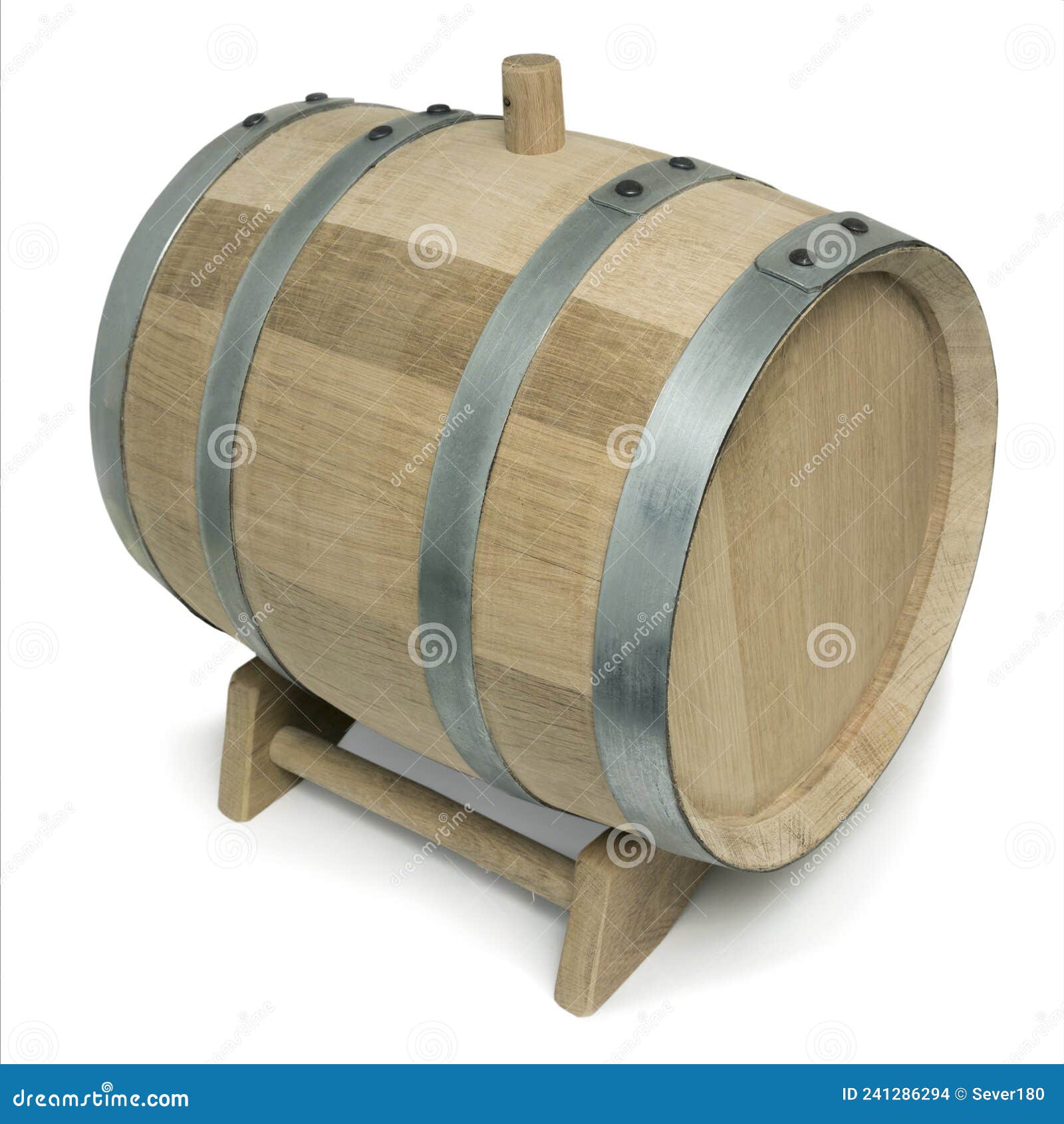Oak Barrel with a Stand on a White Background Stock Photo Image of