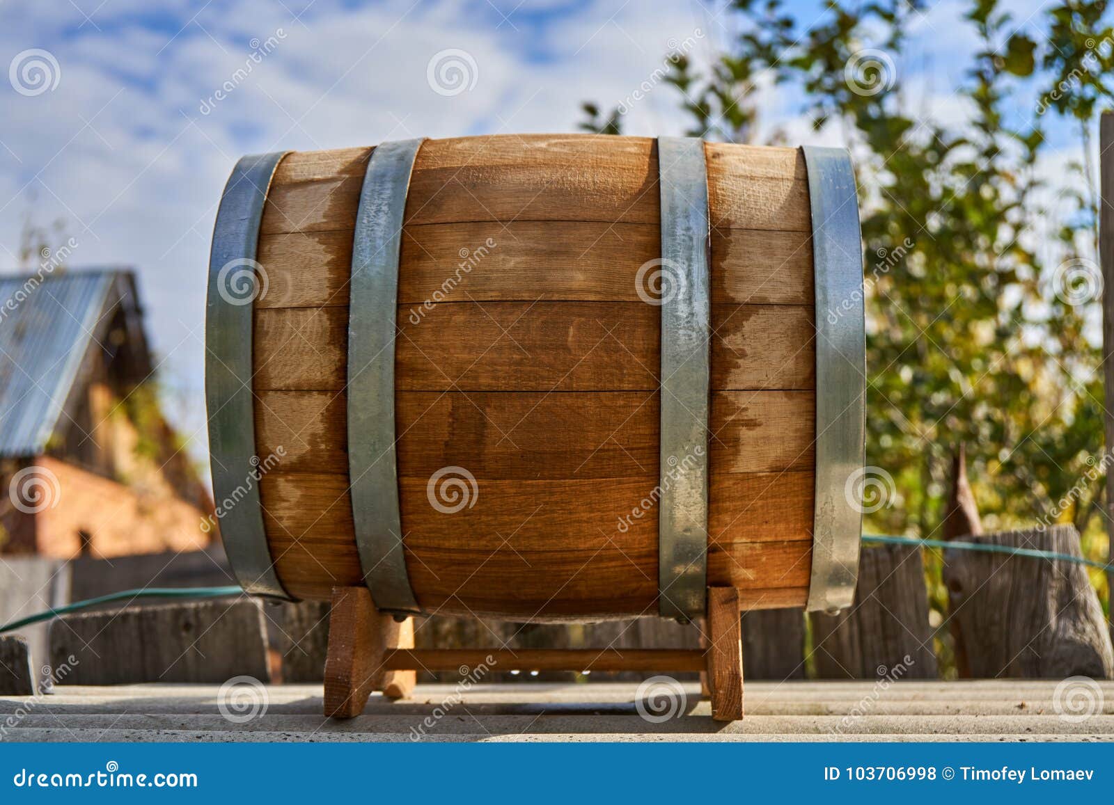 Oak barrel for storage stock photo. Image of object 103706998