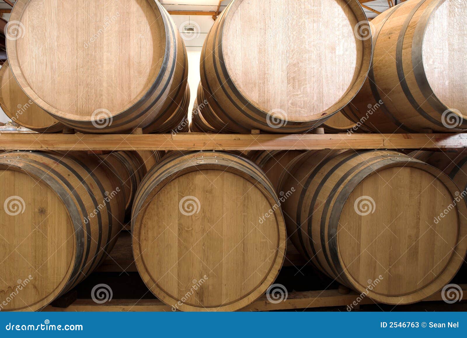 Oak Barrels Maturing Red Wine Stock Image Image of metal, rows 2546763