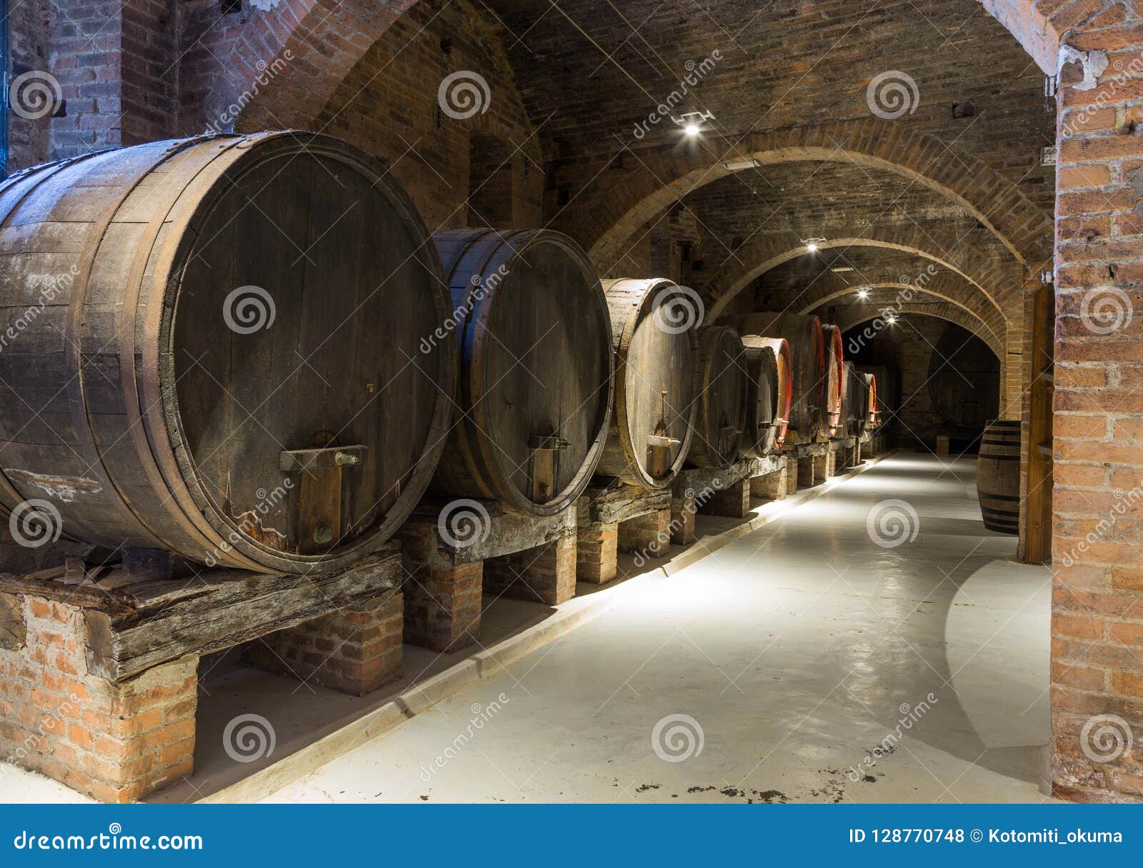Oak Barrels with Wine at Cellar Stock Photo Image of beverage