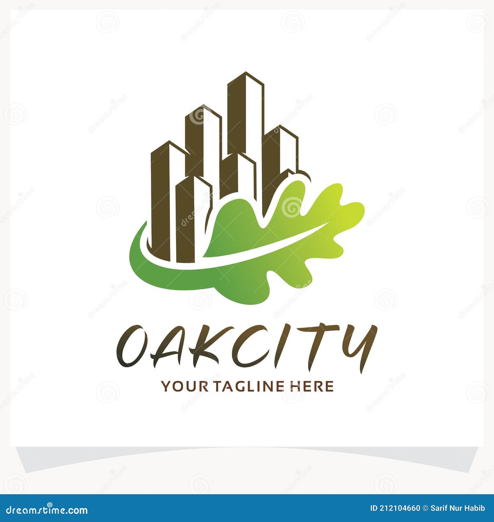 Oak City Logo Design Template Inspiration Stock Vector Illustration