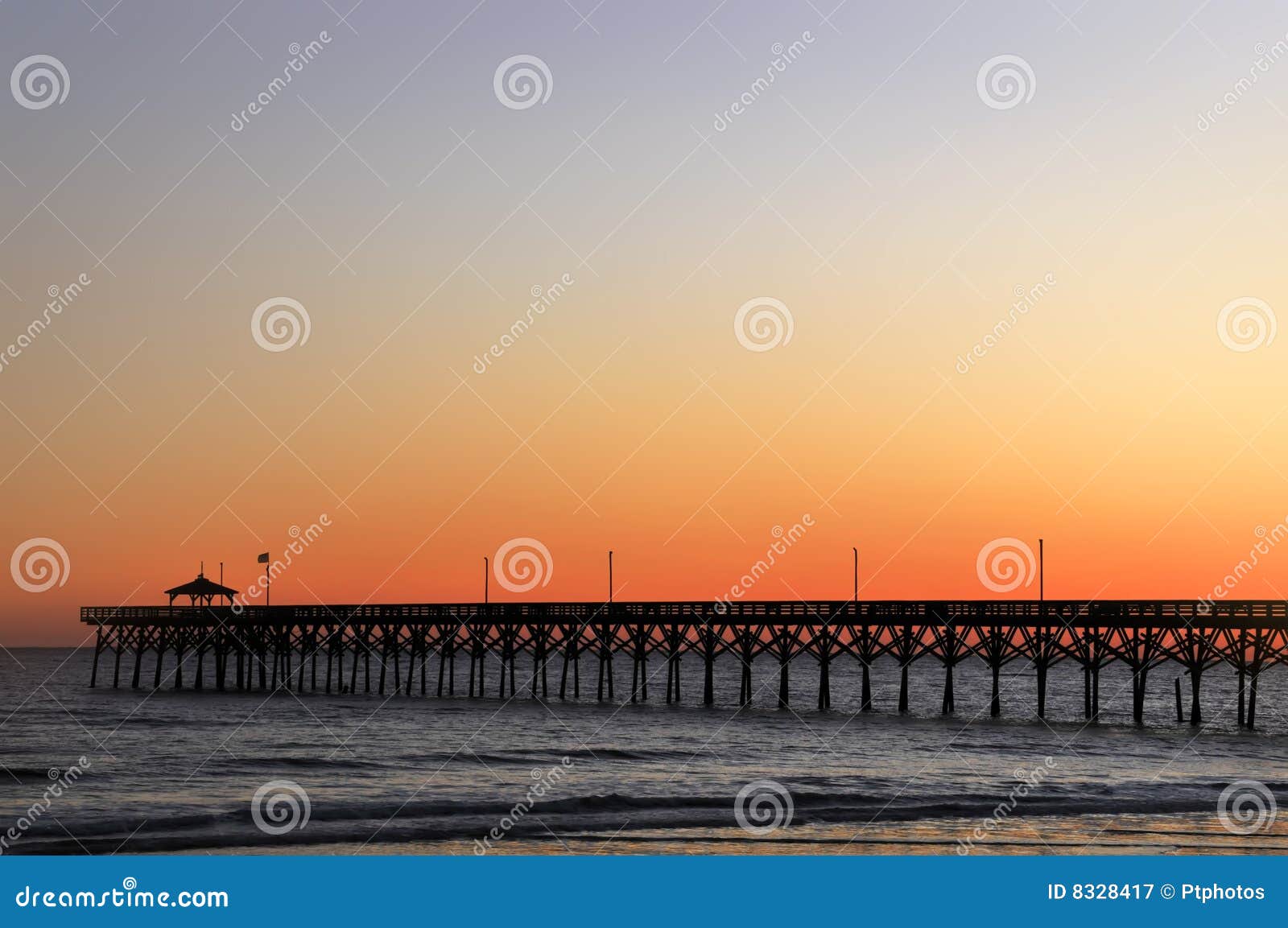 Oak Island NC Pier at Sunset Stock Image Image of peaceful, atlantic