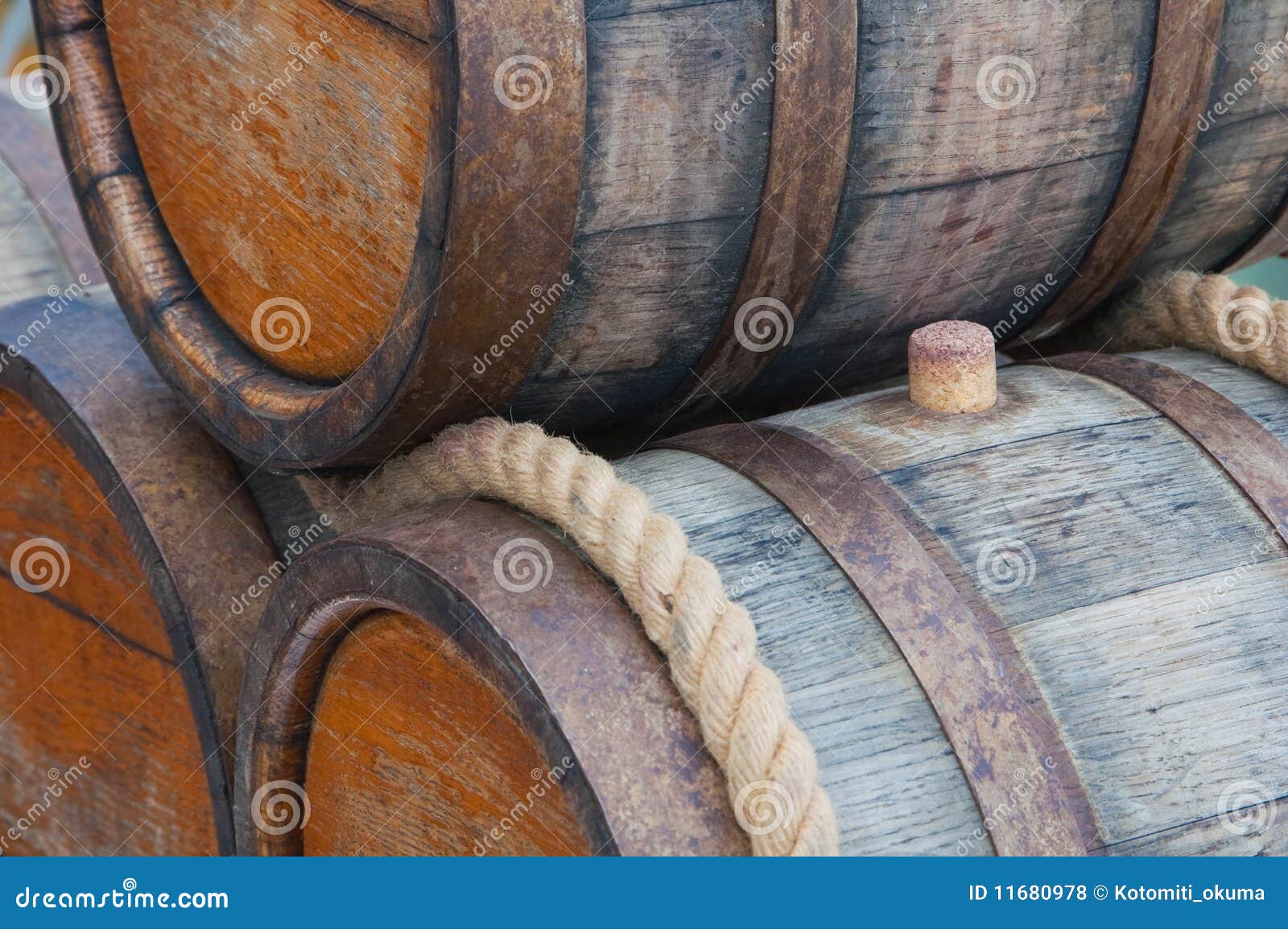 Oak kegs with wine stock photo. Image of capacity, container 11680978