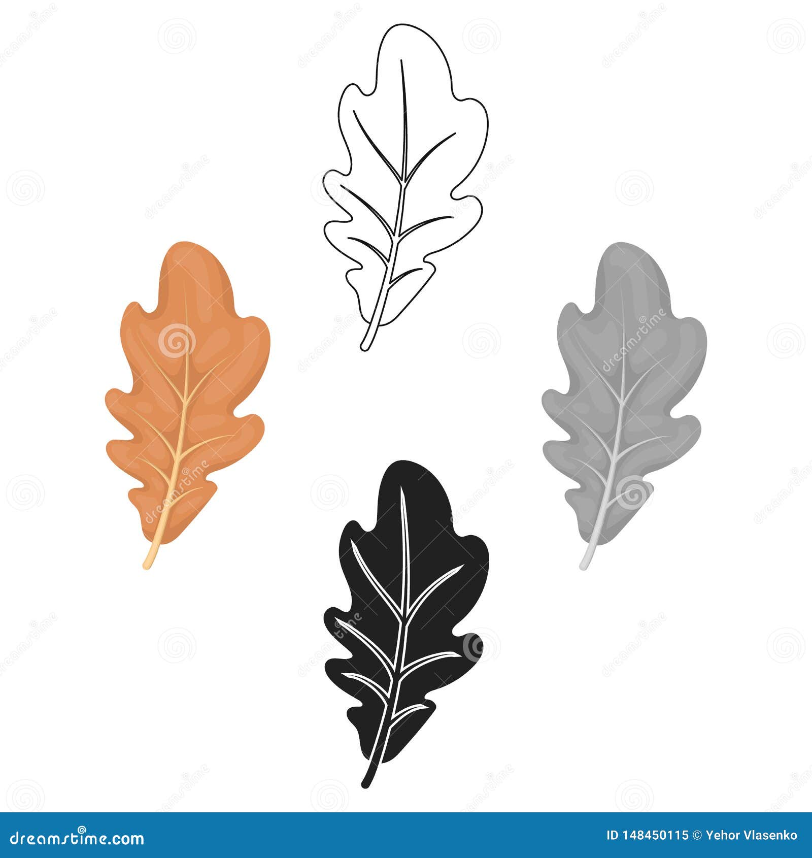 Oak Leaf Icon In Cartoon Black Style Isolated On White Background