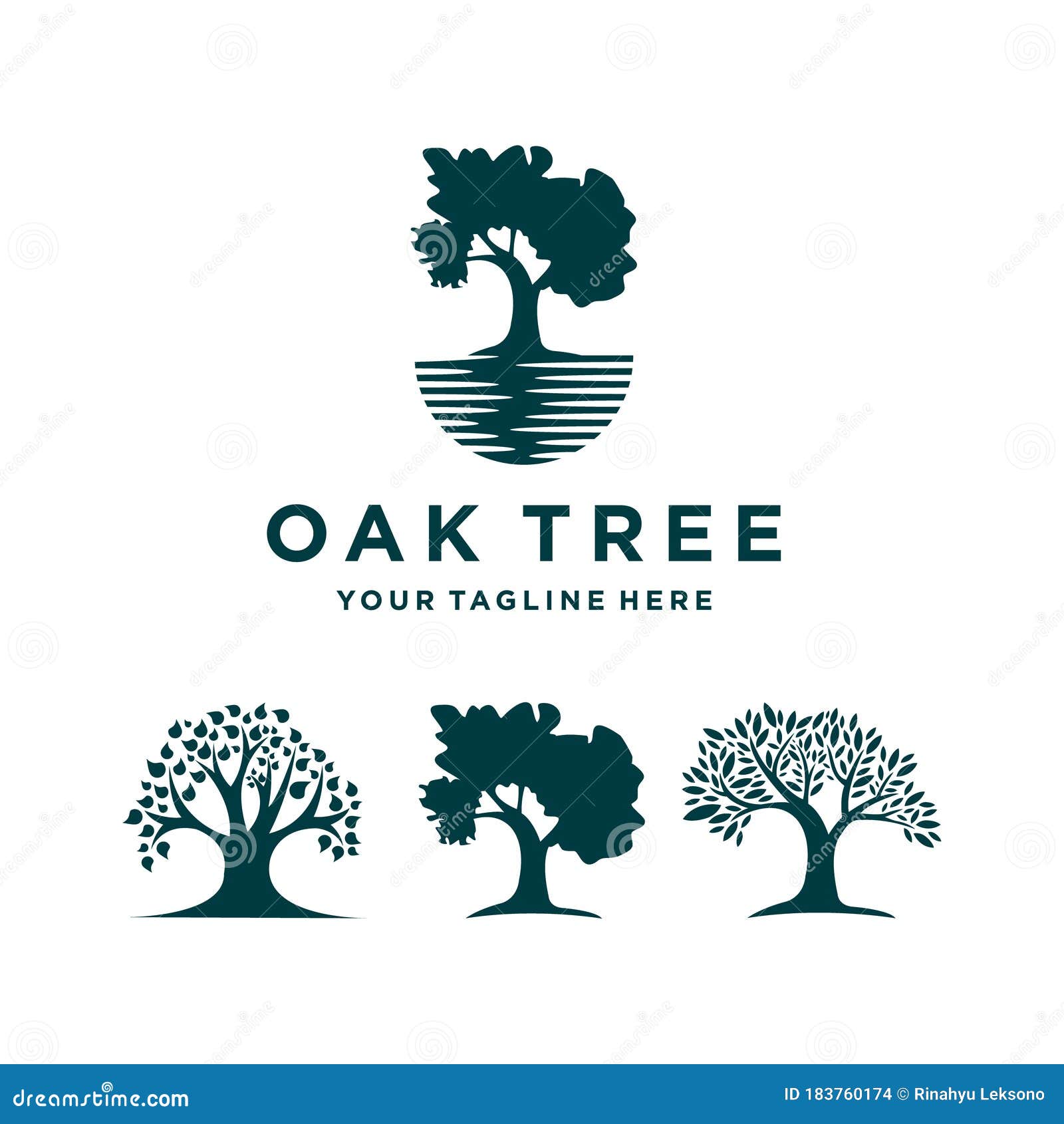 Oak Tree Icon Logo SET Vector Stock Vector - Illustration of design ...