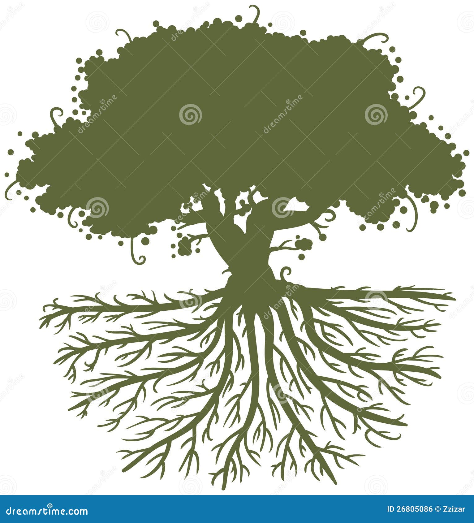 Black shape of Tree with Leaves and Roots. Vector outline Illustration.  Plant in Garden. 5666594 Vector Art at Vecteezy