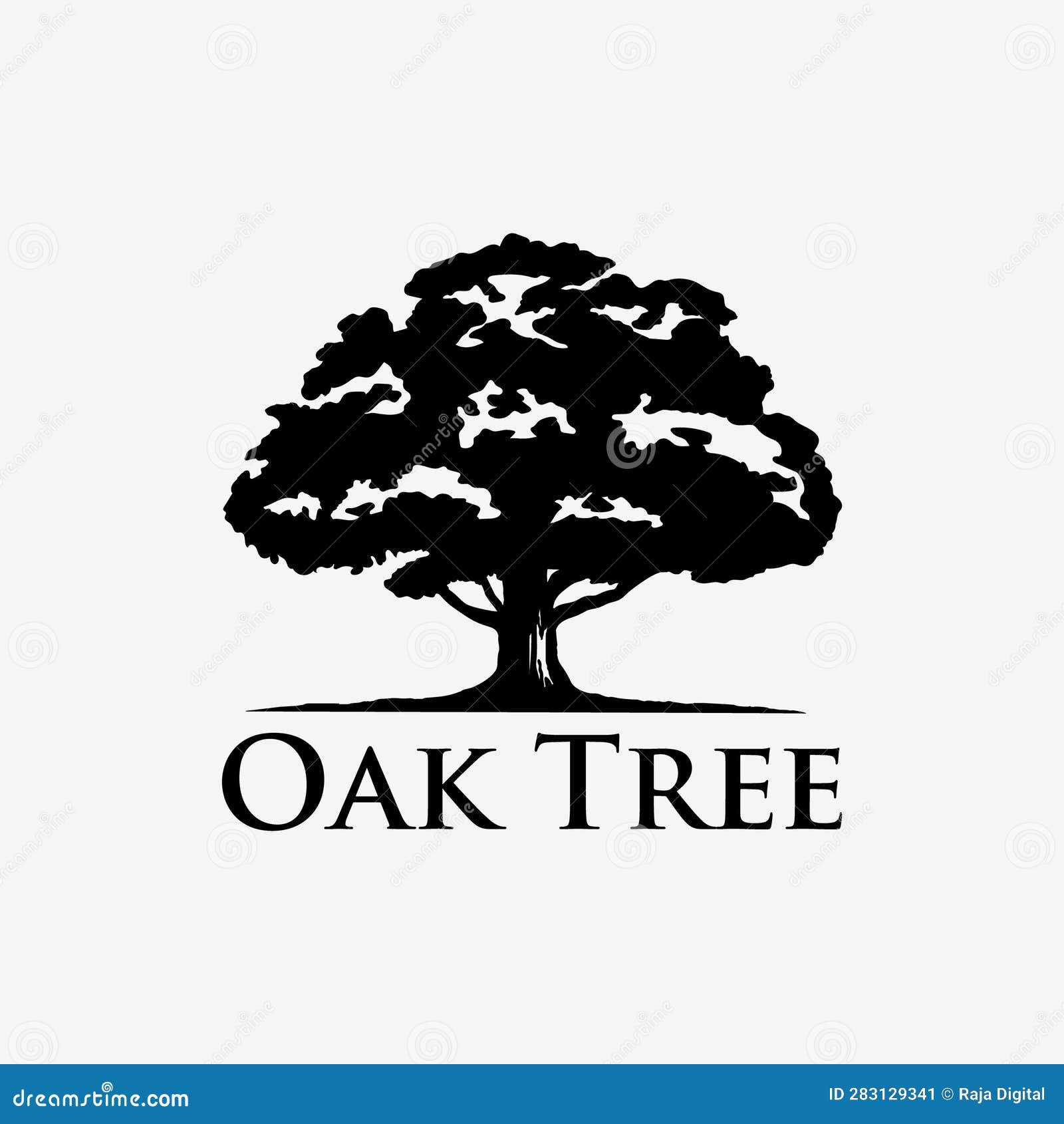 Oak Tree Silhouette Monochrome Vector Art Isolated Illustration Stock ...