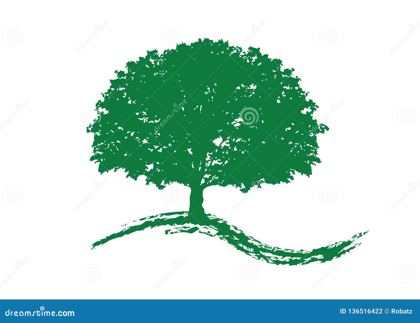 Oak Tree Vector, Logo Illustration. Vector Silhouette Of A Tree