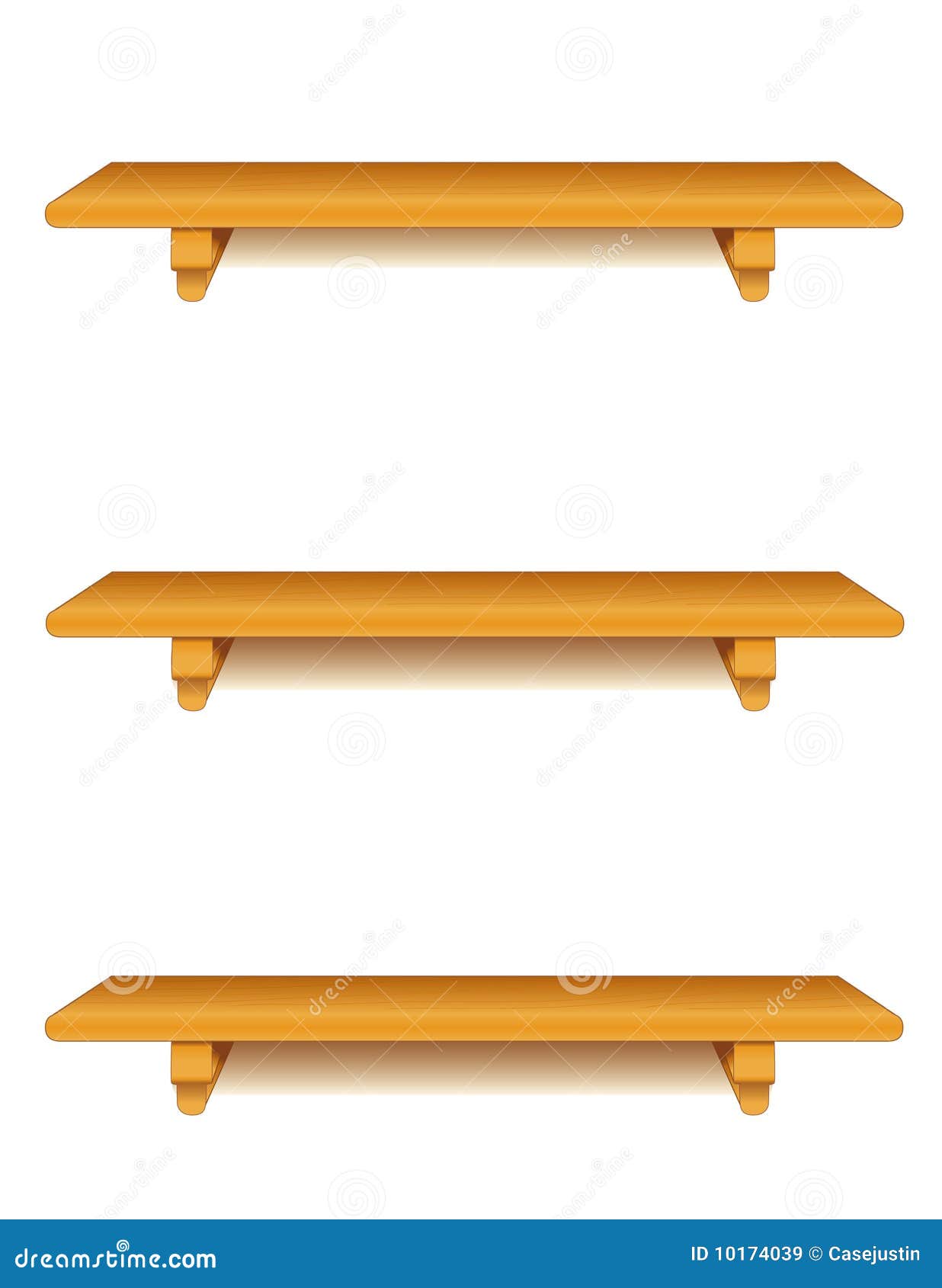 Three oak grain wood shelves with bracketsready for your books and