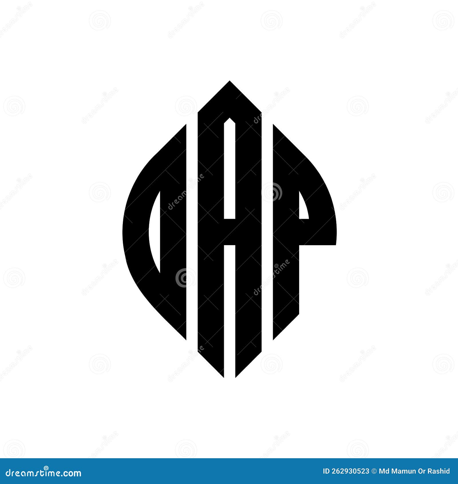oap circle letter logo  with circle and ellipse . oap ellipse letters with typographic style. the three initials form a