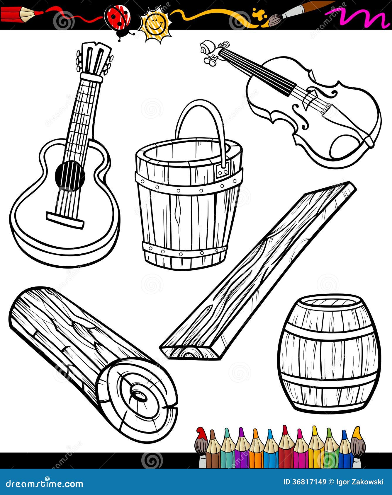 Oartoon Degli Og ti Messo Per Il Libro Da Colorare