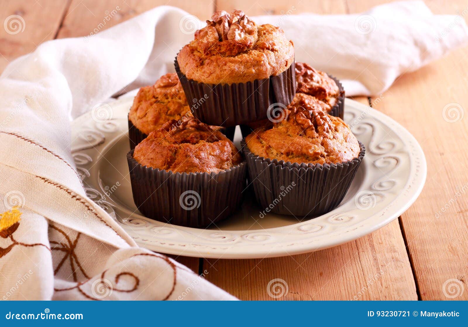 Oat, Bran, Banana and Nut Muffins Stock Image Image of healthy
