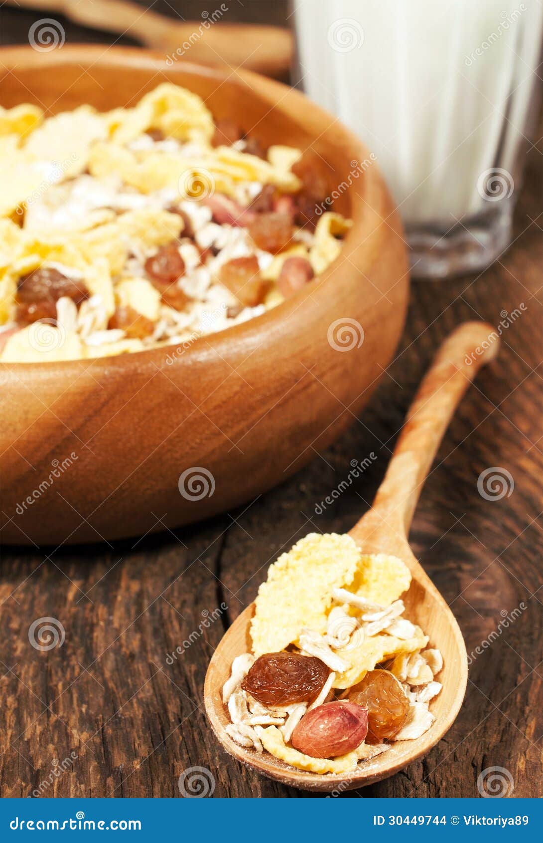 Oat and Corn Cereal with Raisins and Peanuts Stock Photo Image of