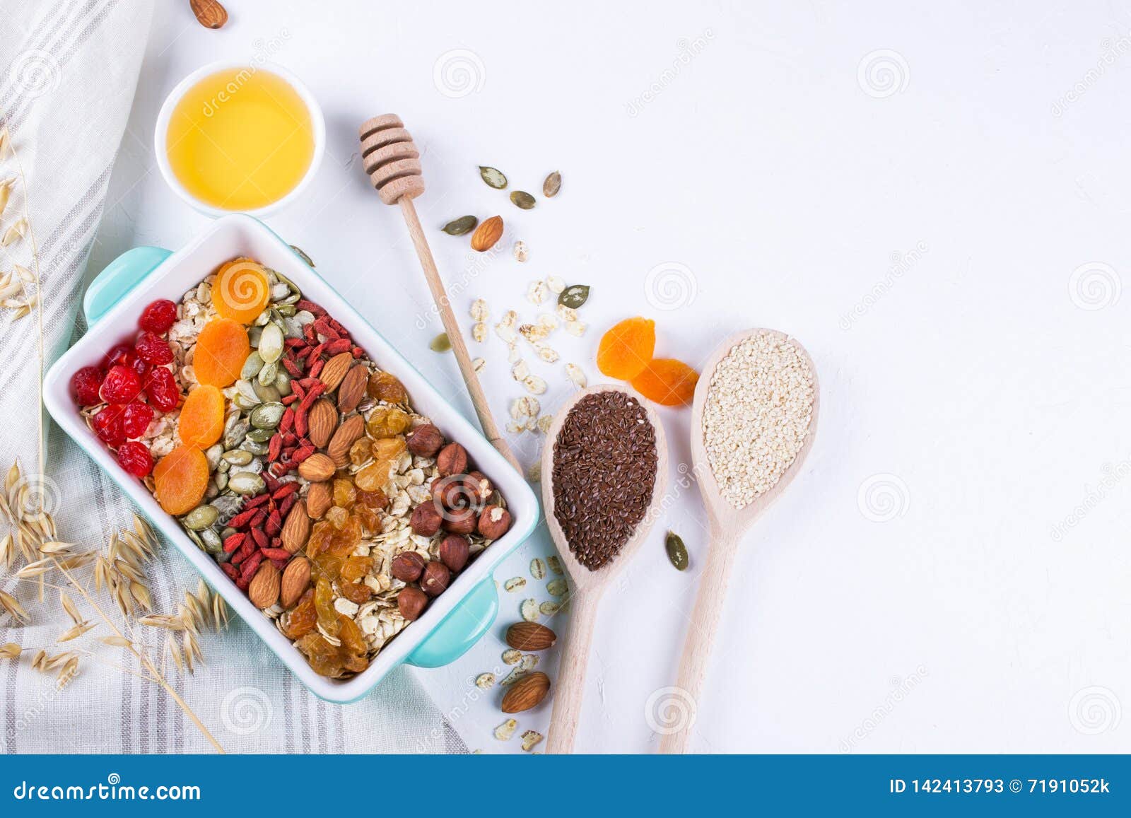 Oat Flakes Baking Tray and Various Delicious Ingredients for Healthy ...