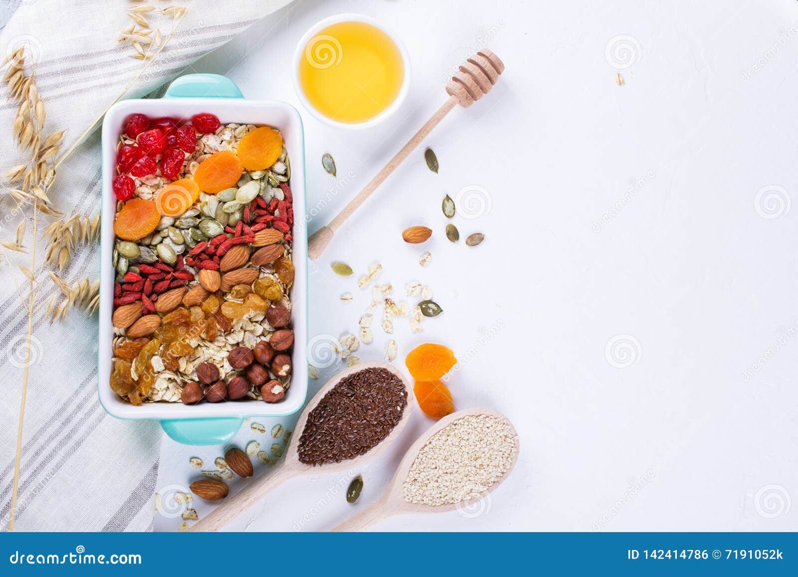 Oat Flakes Baking Tray and Various Delicious Ingredients for Healthy ...