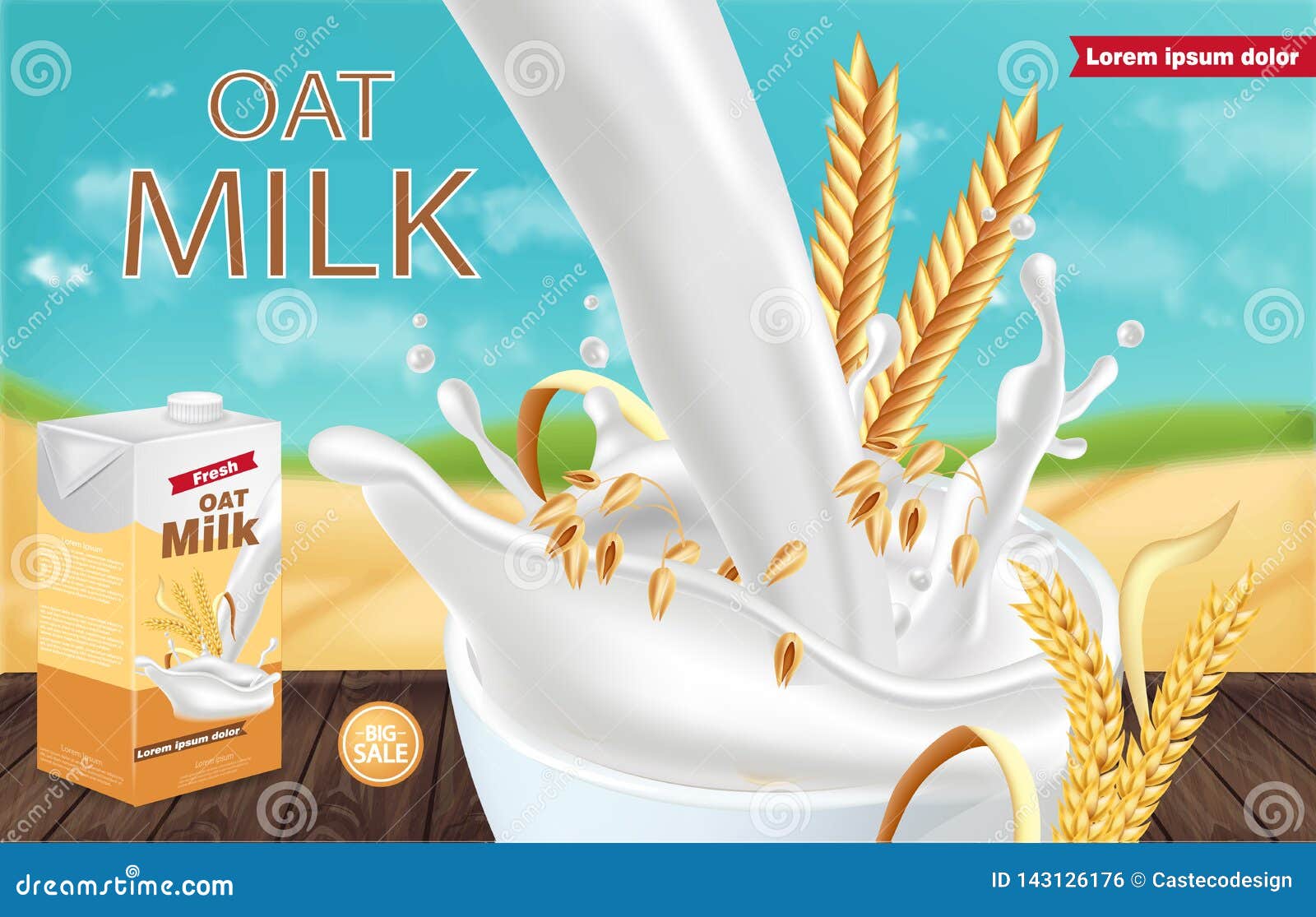Download Oat Milk Package Vector Realistic With Splash. Product ...