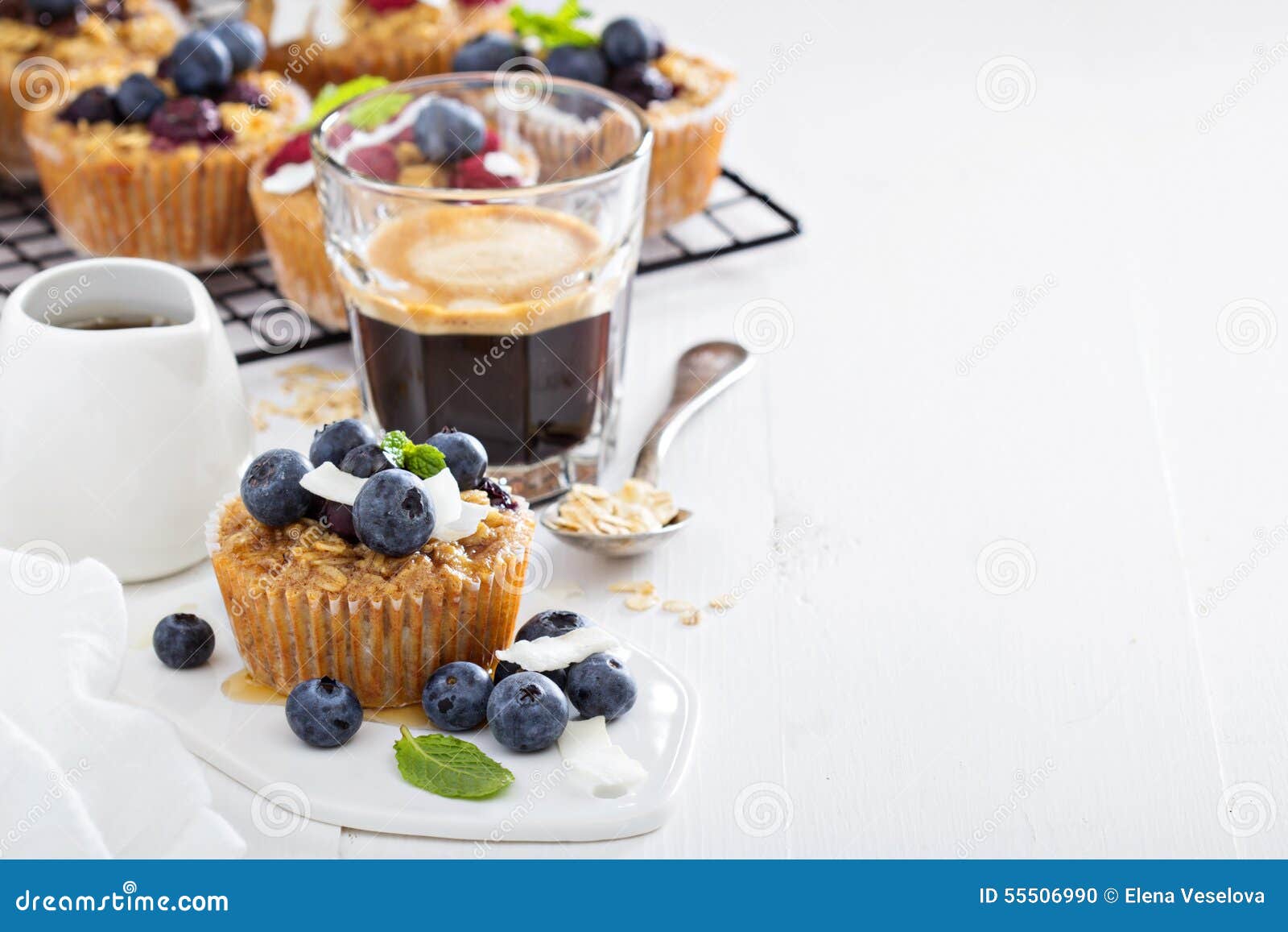 Oat Muffin with Coffee for Breakfast Stock Photo Image of breakfast
