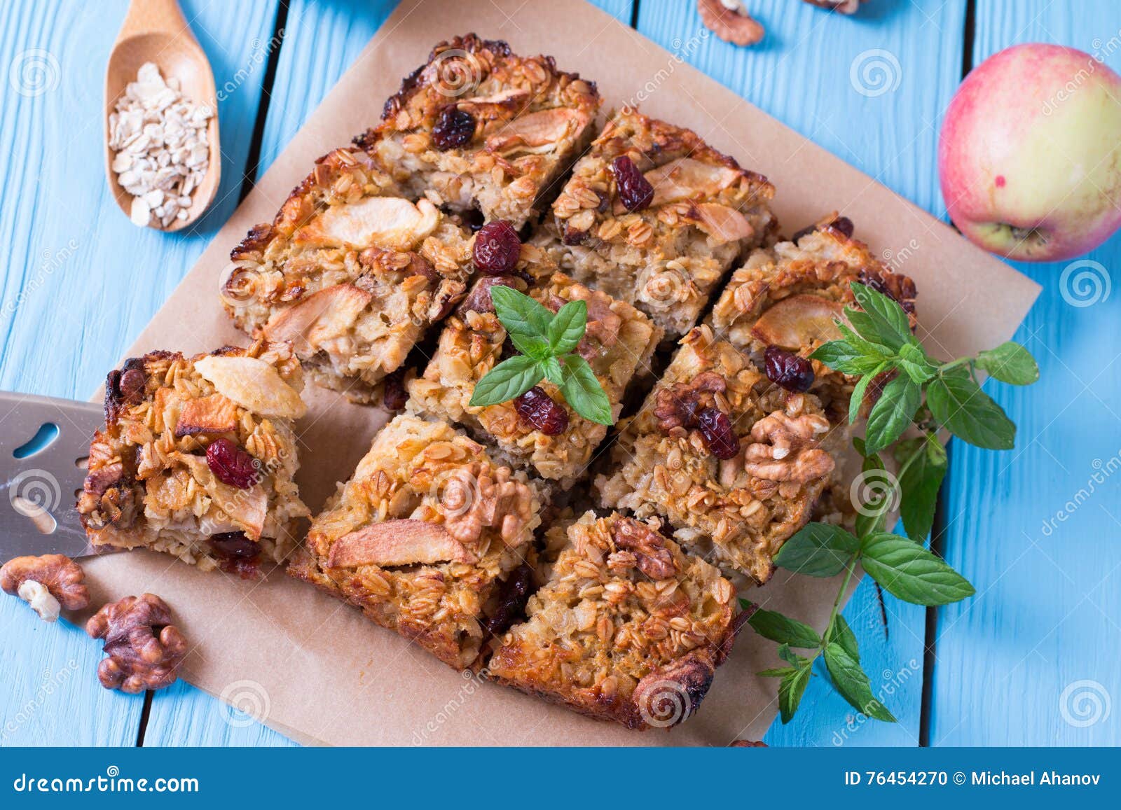 Oat Slices with Apples and Nuts Stock Photo Image of honey, ginger