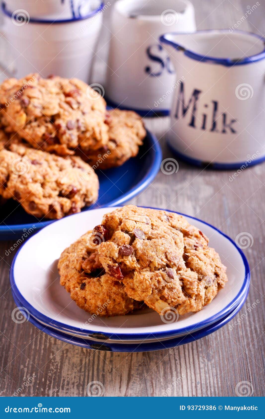 Oat and Wholewheat Cookies, with Raisin, Stock Photo Image of
