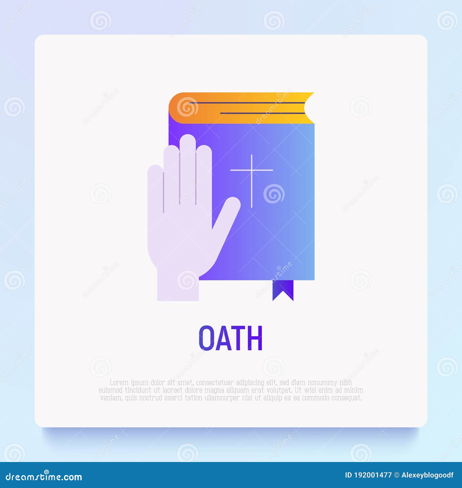 Hand On Bible Book . Testimony .swear Oath In Court. Vector Illustration