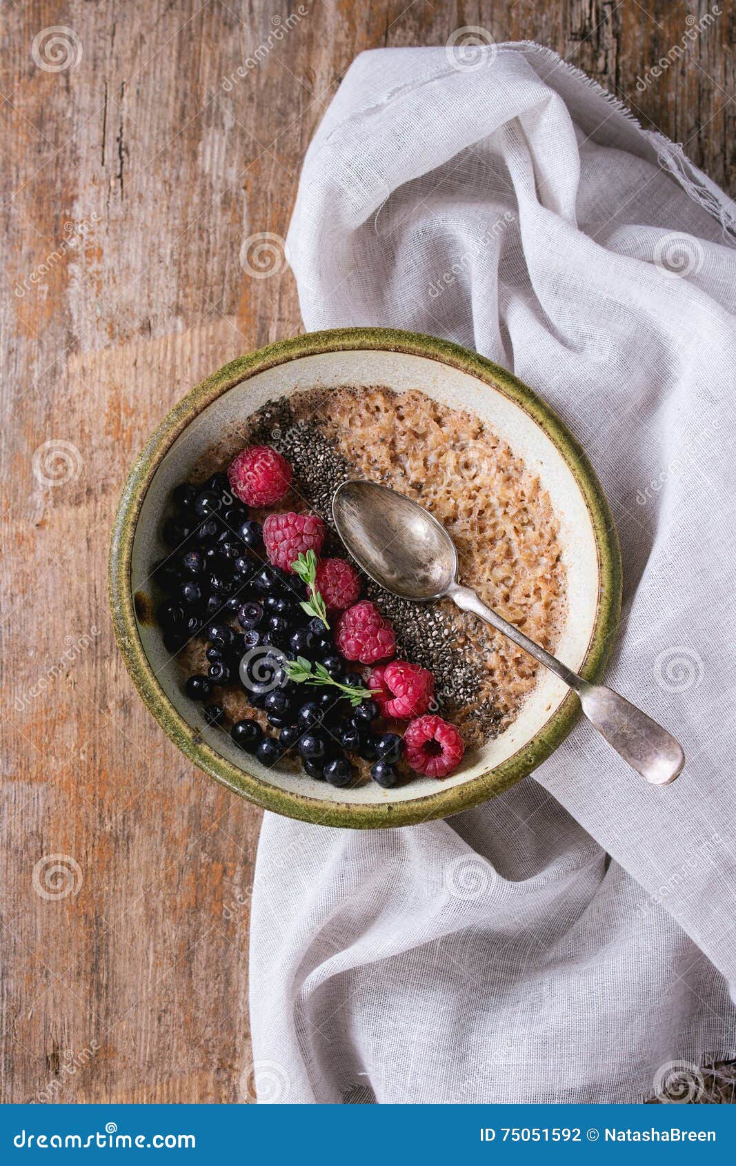 Oatmeal with Berries and Chia Seeds Stock Photo - Image of breakfast ...