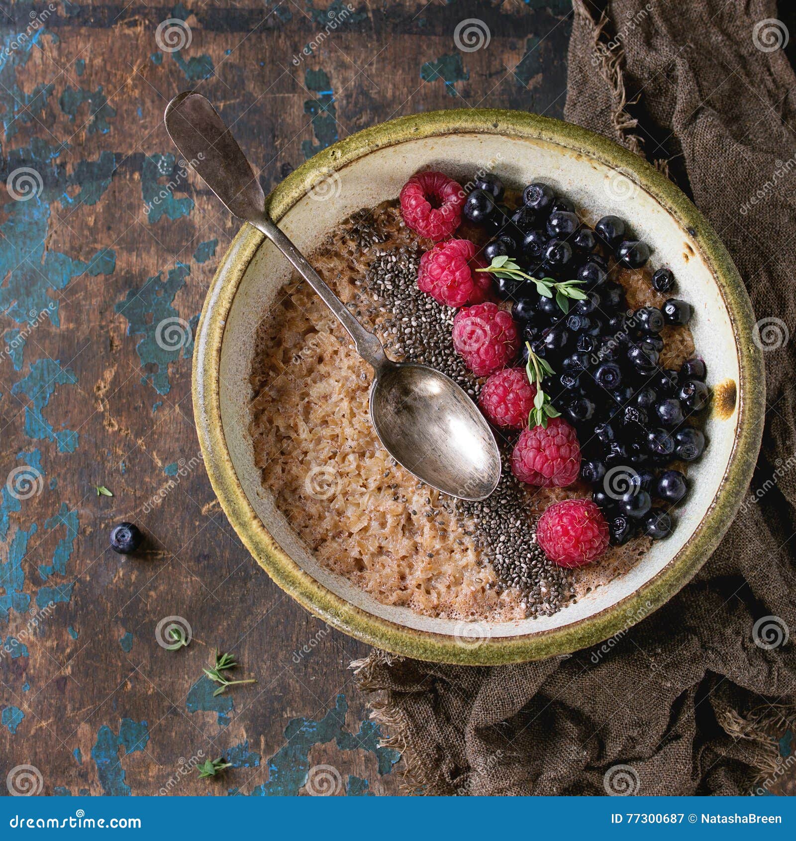 Oatmeal with Berries and Chia Seeds Stock Image - Image of meal ...