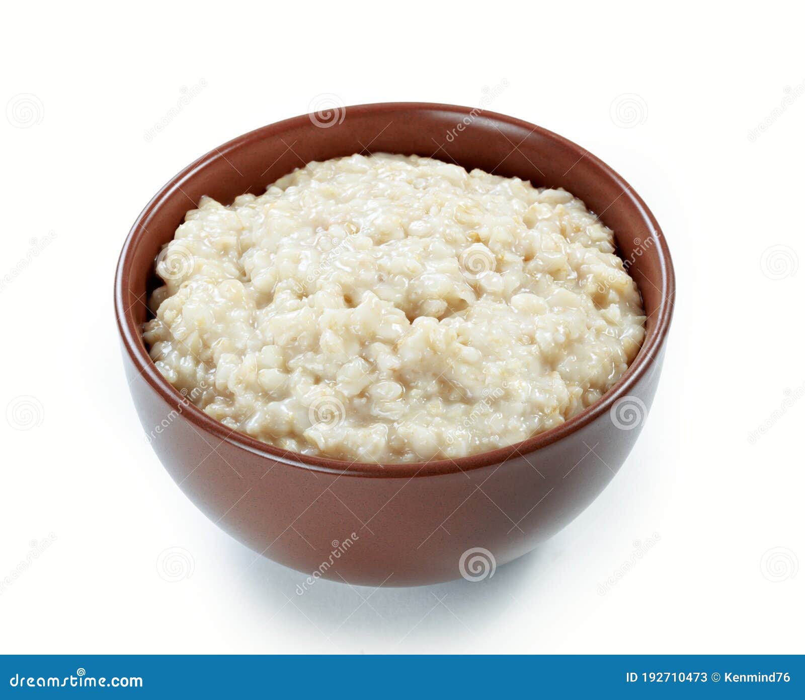 Oatmeal in Ceramic Bowl Isolated White Background Stock Image Image